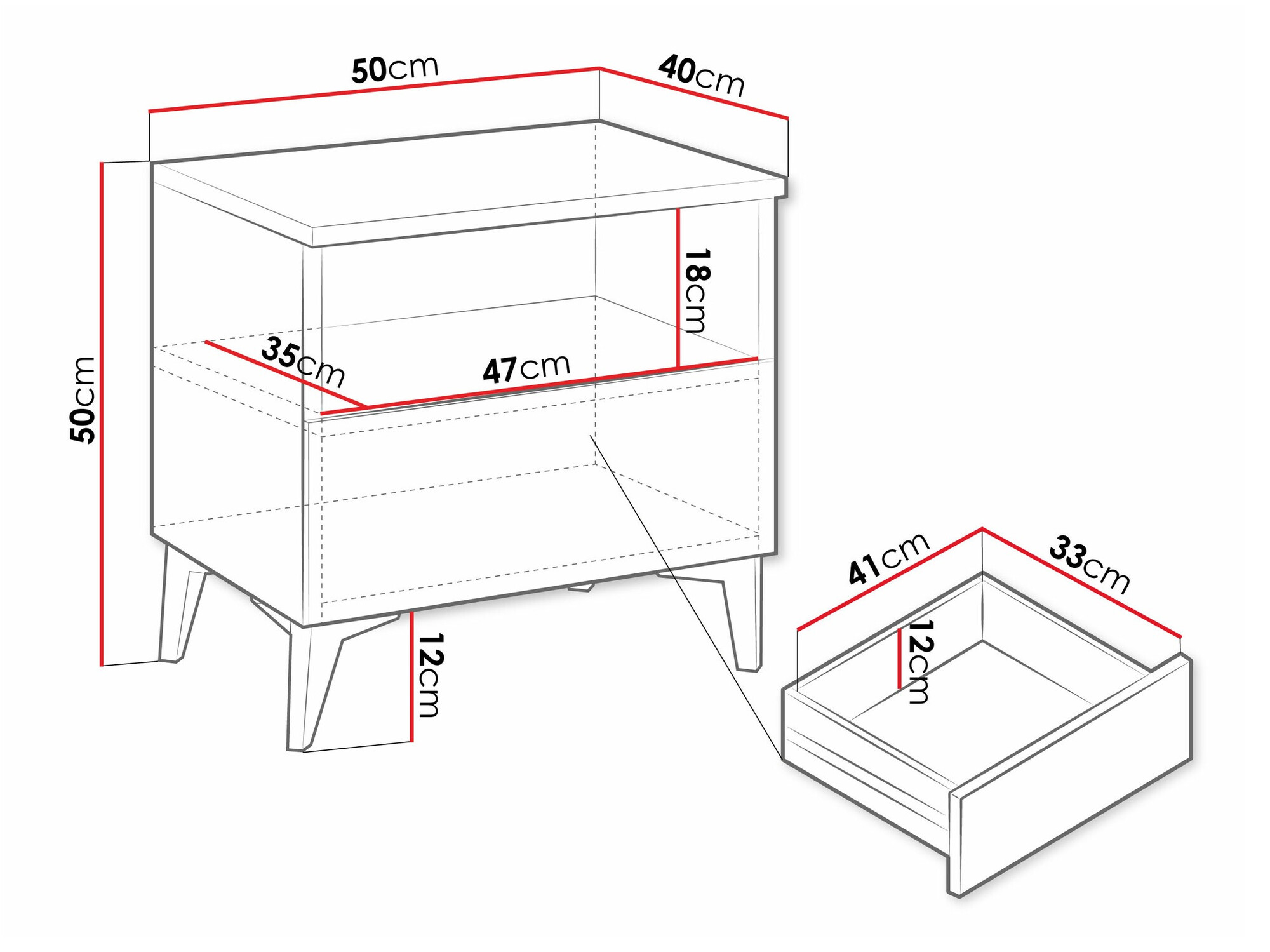 Noptieră Comfivo 493 (Alb + Alb lucios)