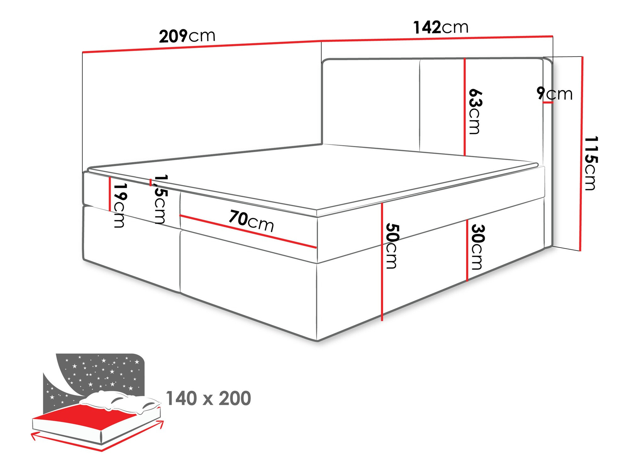 Pat boxspring Zanesville 100 (Manila 02)