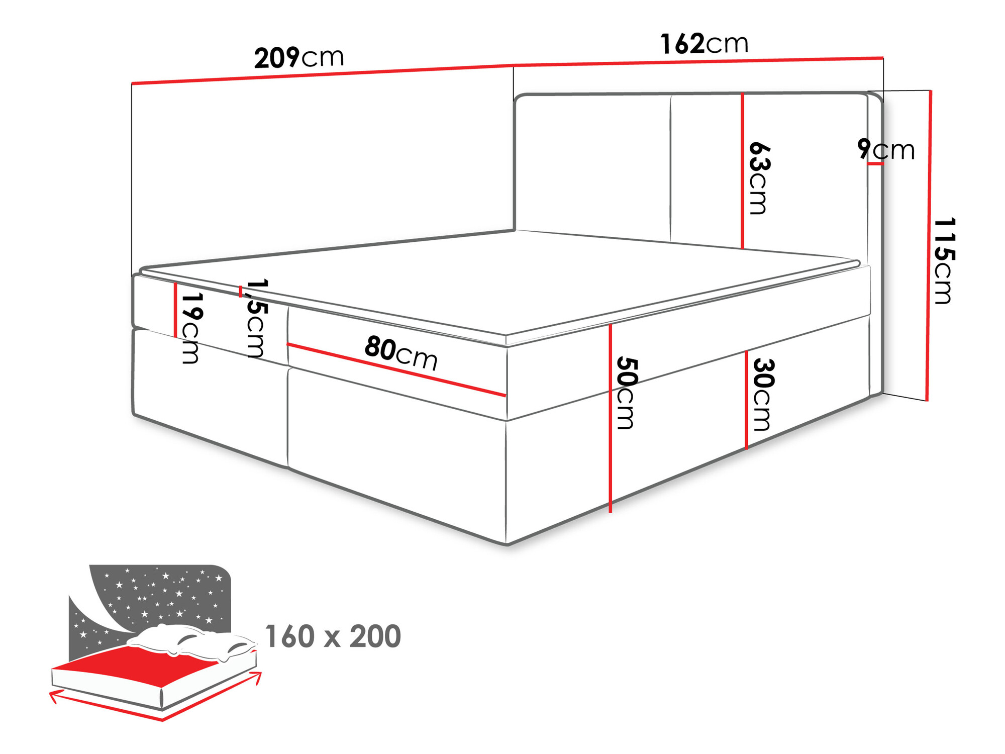 Pat boxspring Zanesville 100 (Manila 18)
