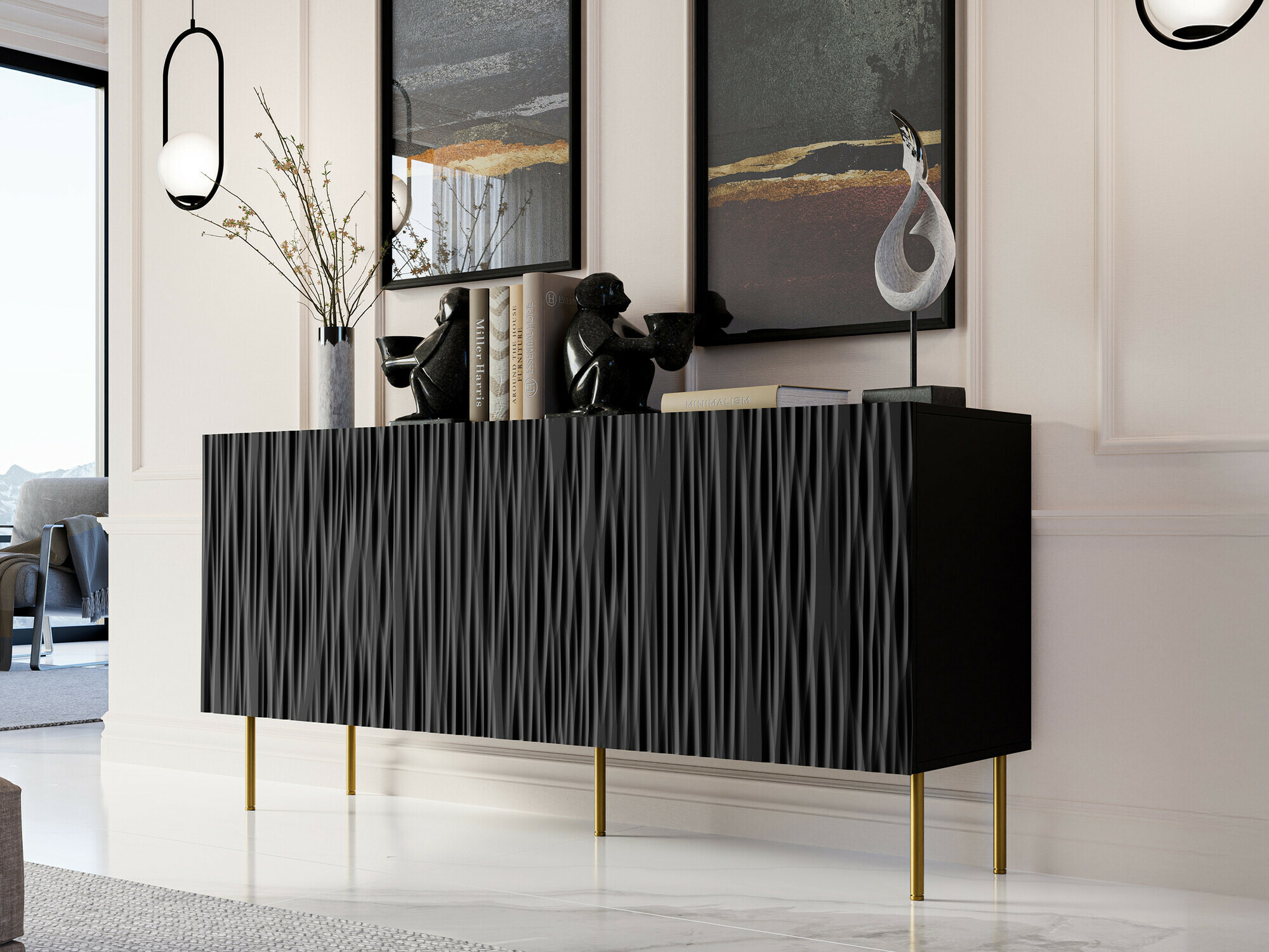 Bufet Lorelbo 100 (Negru + Auriu)
