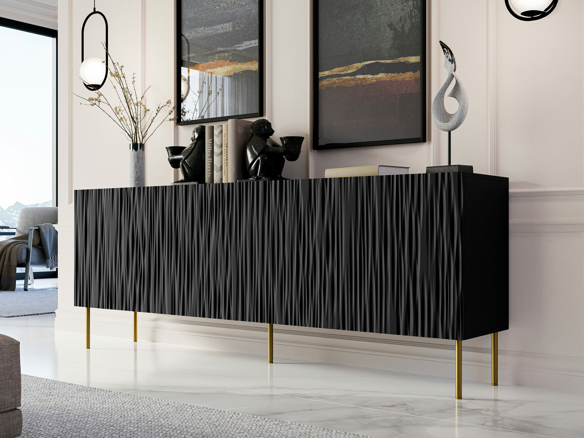 Bufet Lorelbo 101 (Negru + Auriu)