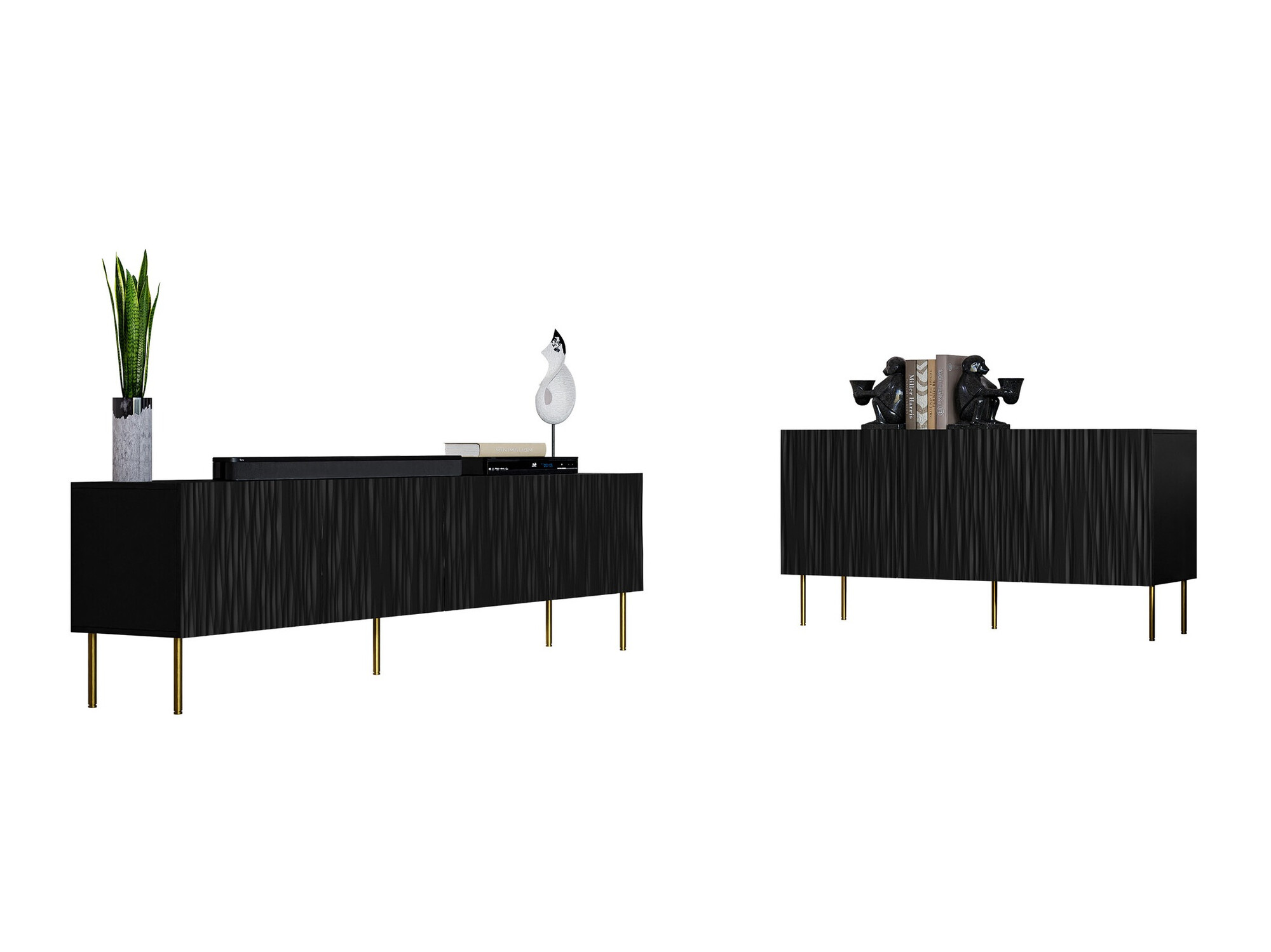 Set de living Lorelbo 104 (Negru + Auriu)