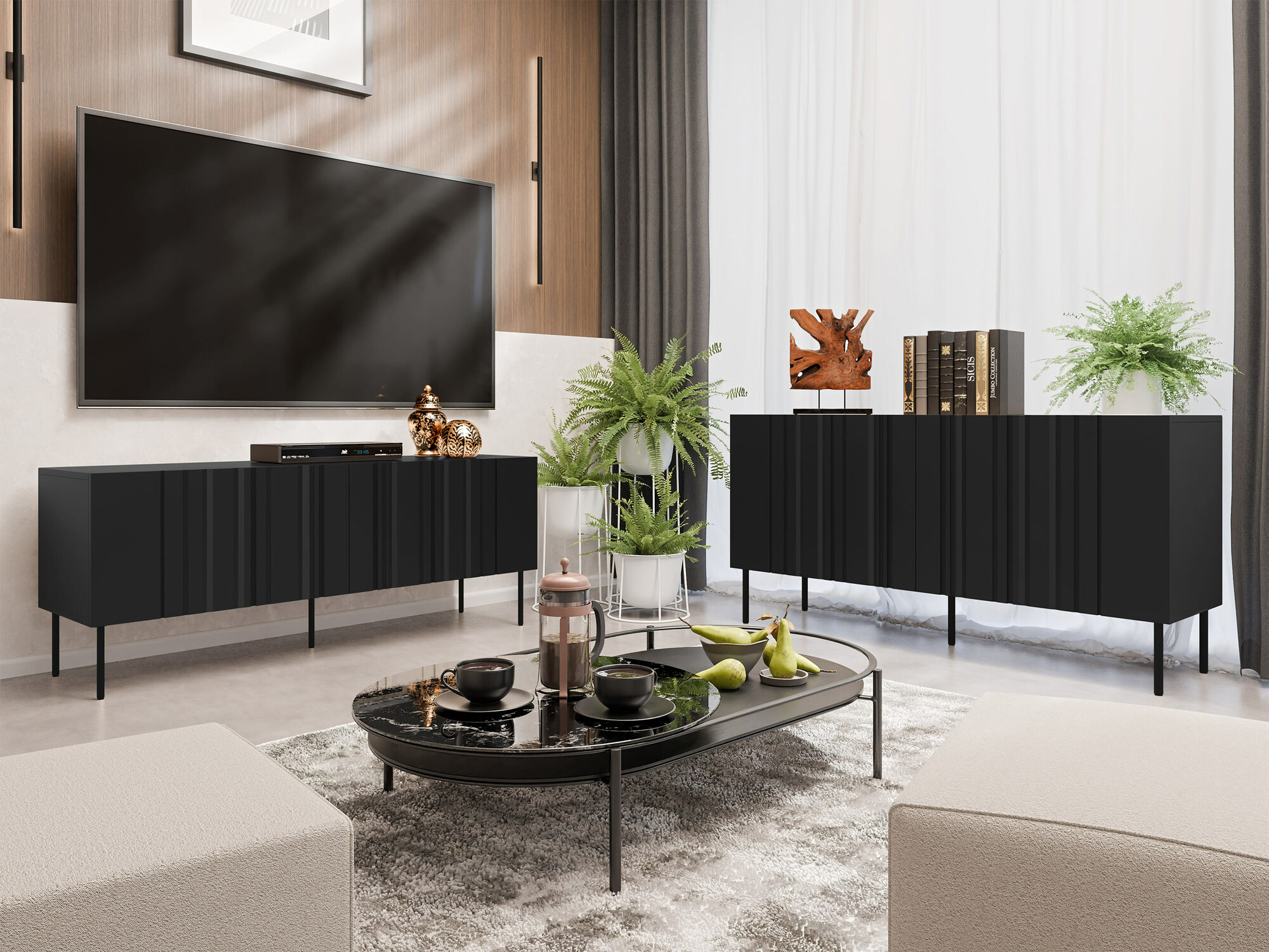 Set de living Evavese 105 (Negru)