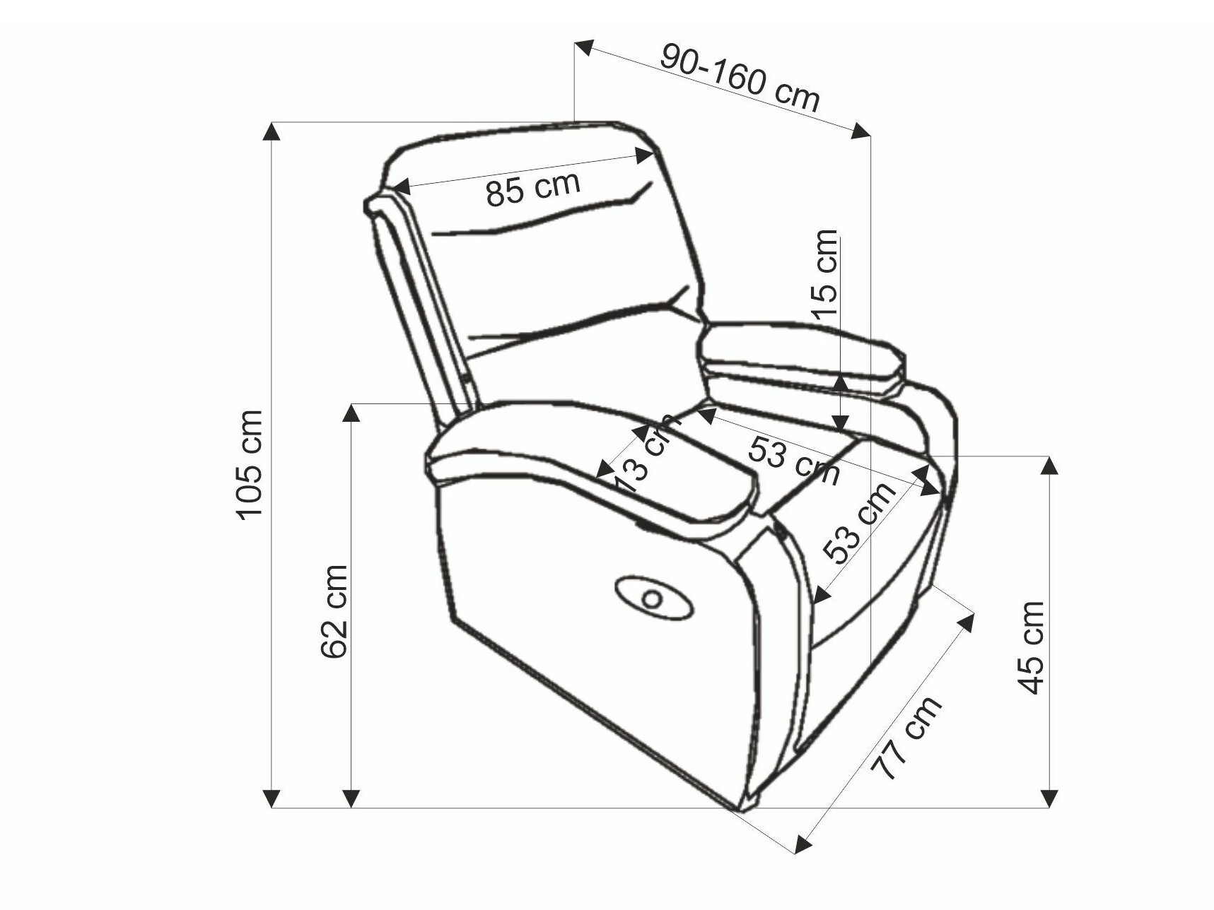 Fotoliu recliner Houston Terra (Gri)