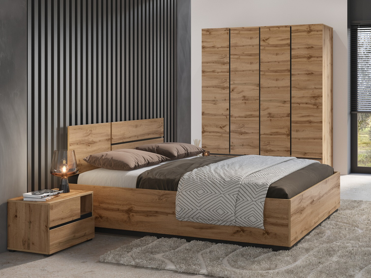 Set dormitor Alfere 124 (Stejar Wotan)