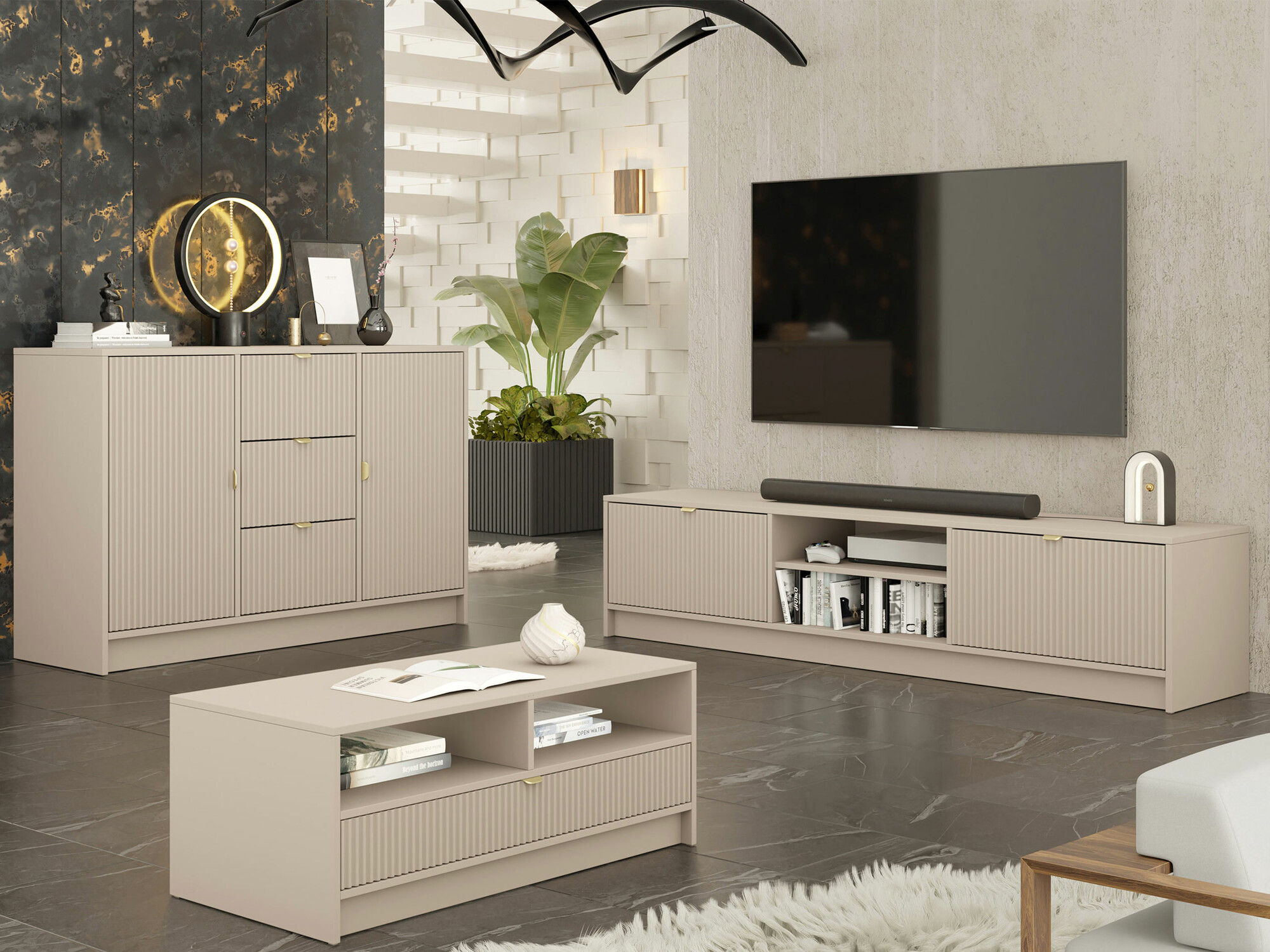 Set de living Comfivo Papilio I (Bej)