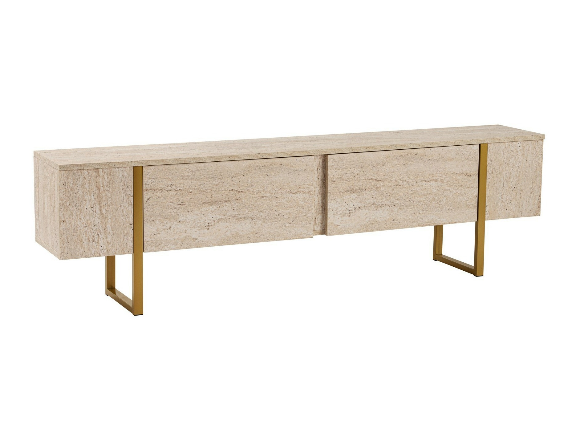 Comodă TV Novato 105 (Deschis Travertine + Auriu)