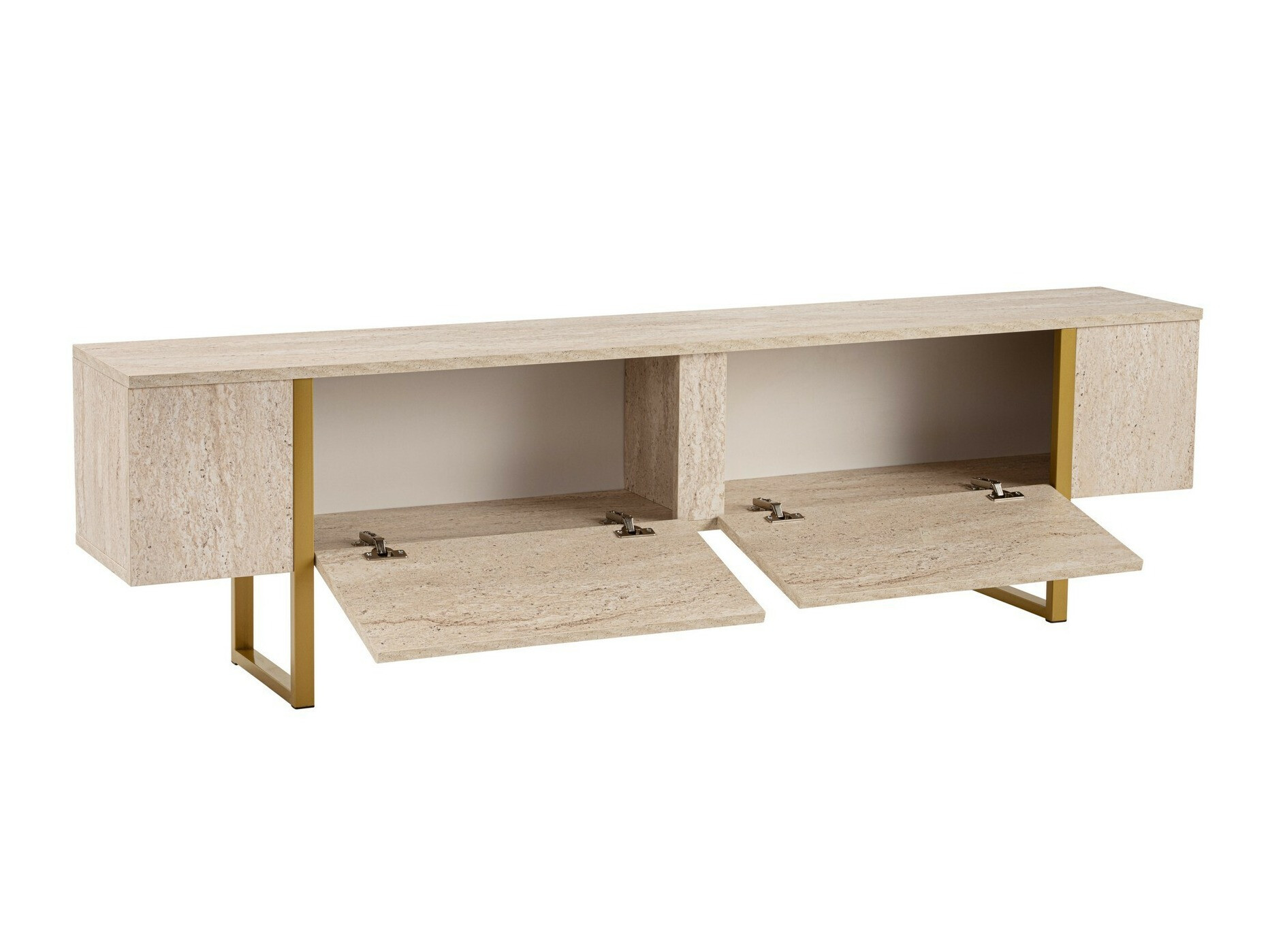 Comodă TV Novato 105 (Deschis Travertine + Auriu)