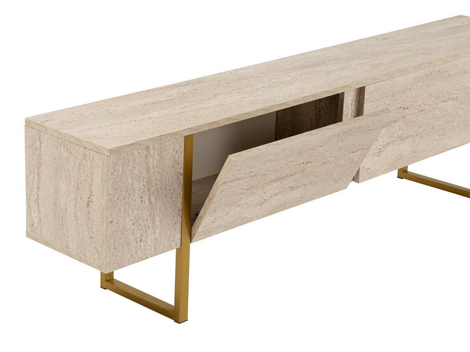 Comodă TV Novato 105 (Deschis Travertine + Auriu)