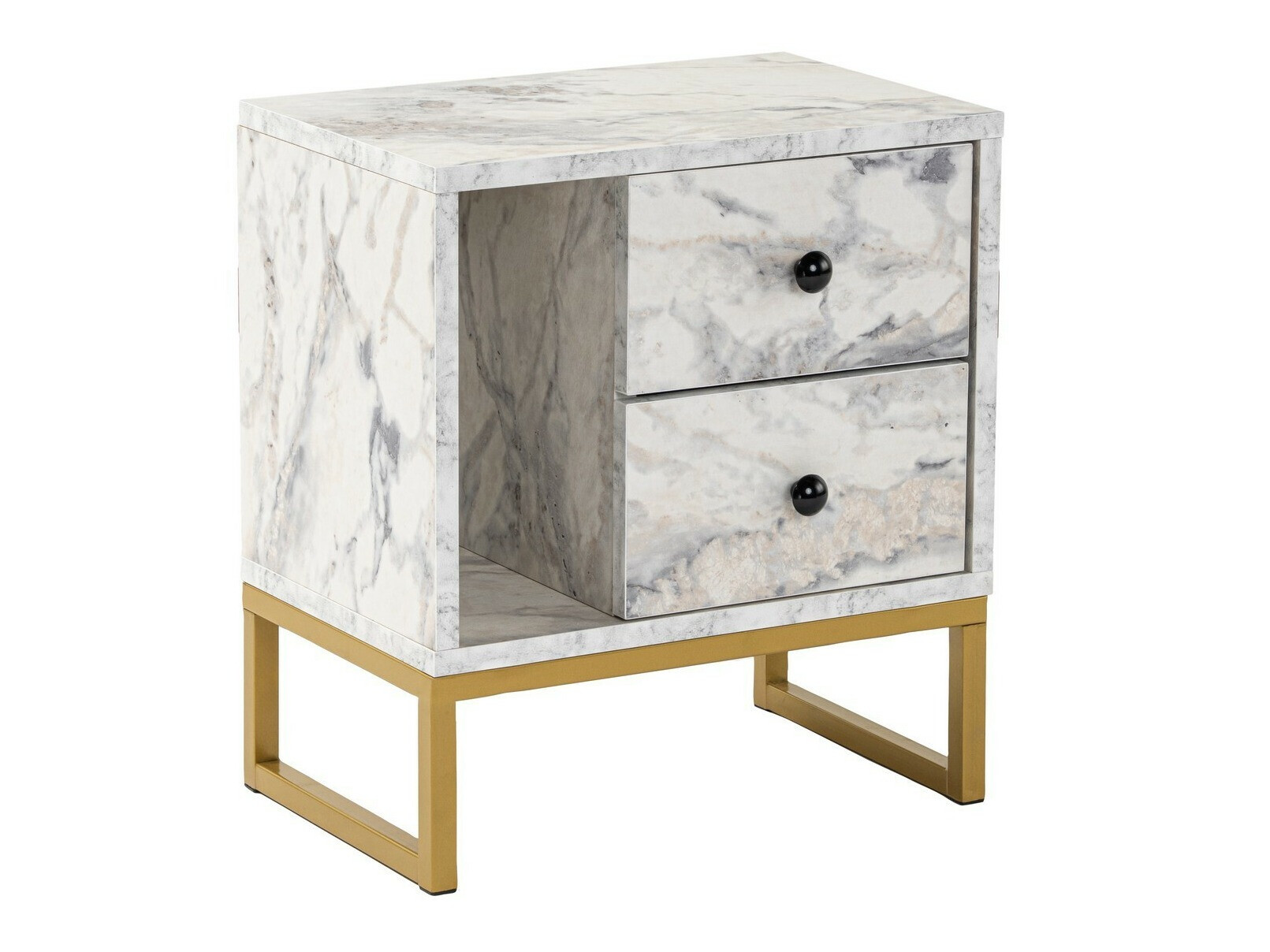 Noptieră Novato 109 (Marmură albă + Auriu)