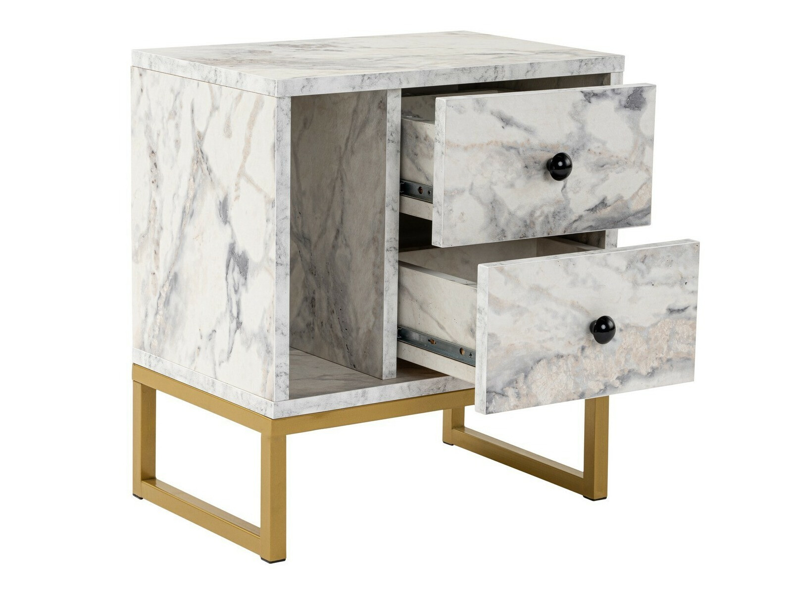 Noptieră Novato 109 (Marmură albă + Auriu)