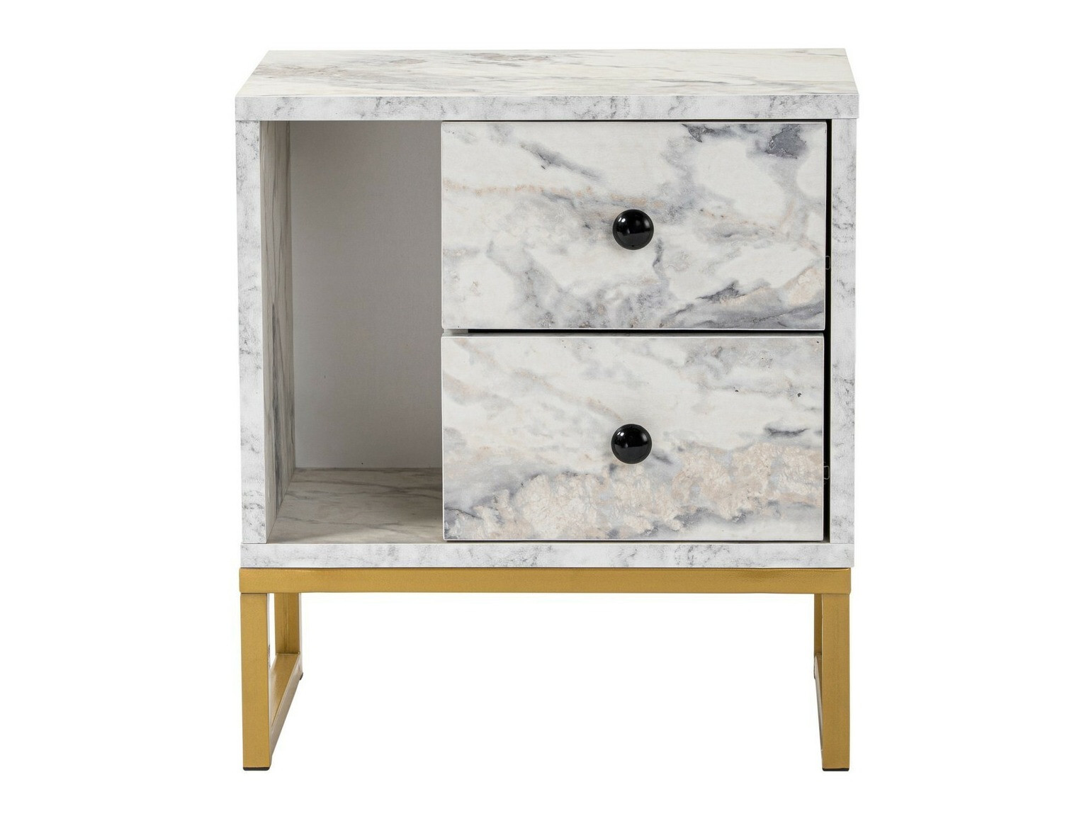 Noptieră Novato 109 (Marmură albă + Auriu)