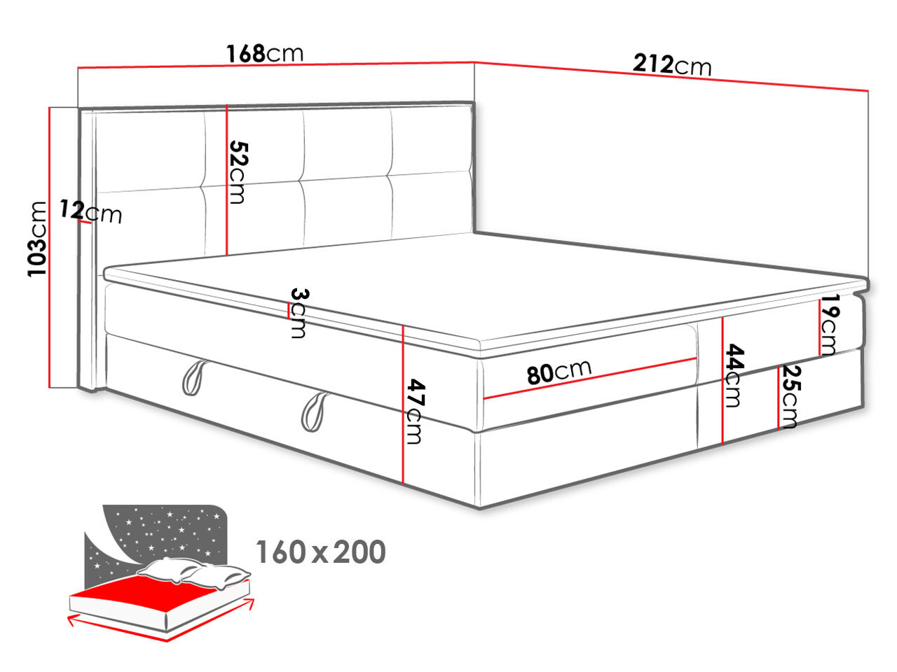 Pat boxspring ComfiDream Miraena (Stejar auriu + Soro 28)