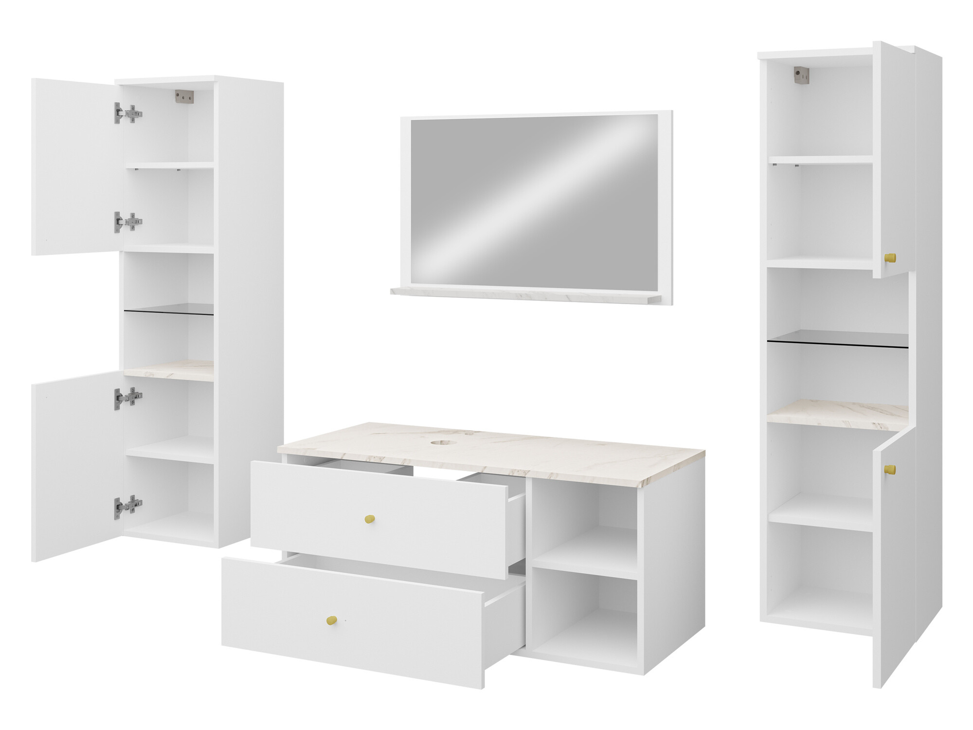 Set baie Ophruvi 102 (Nuc + Marmură albă)