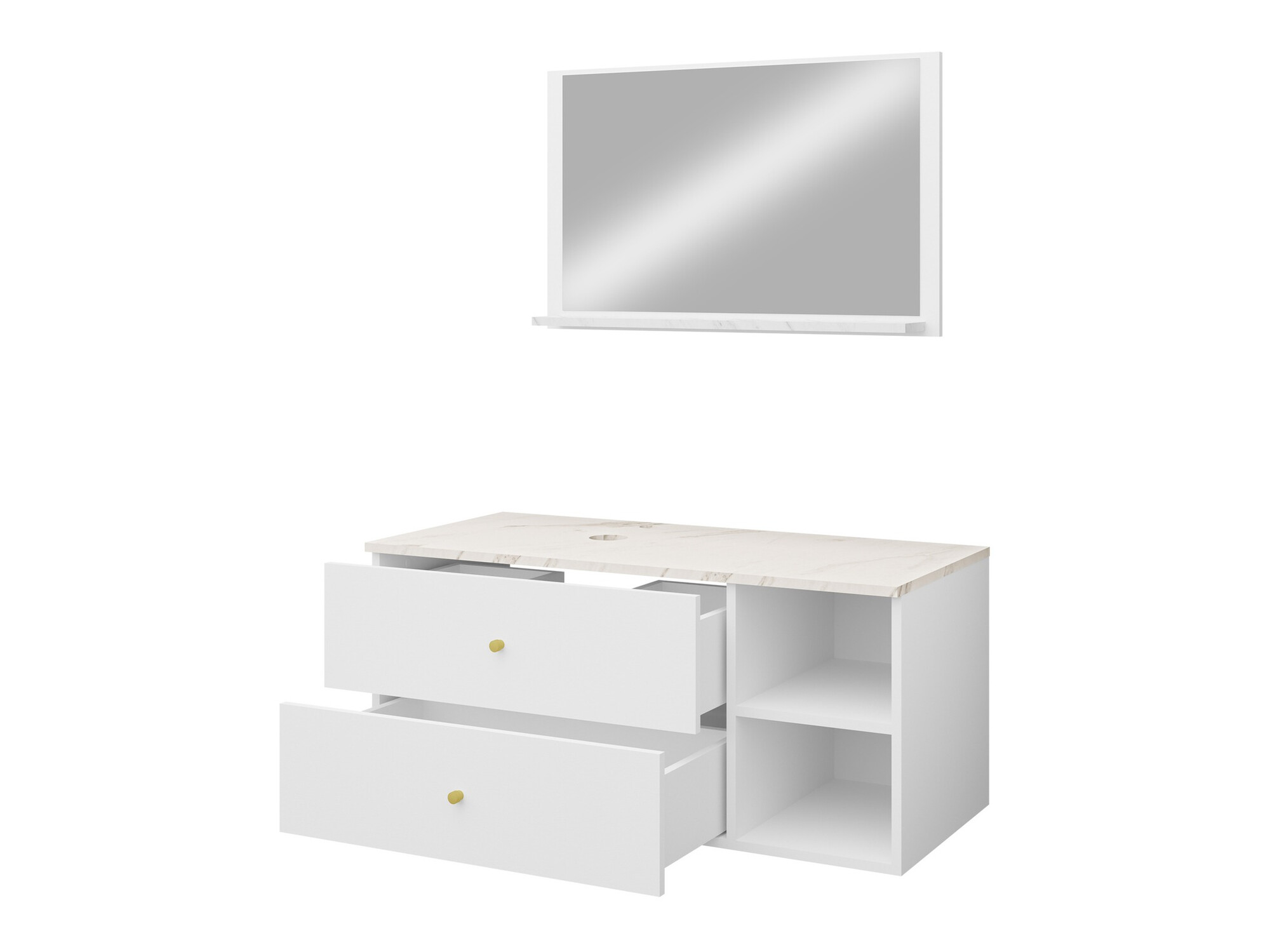 Set baie Salus I (Nuc + Marmură albă)