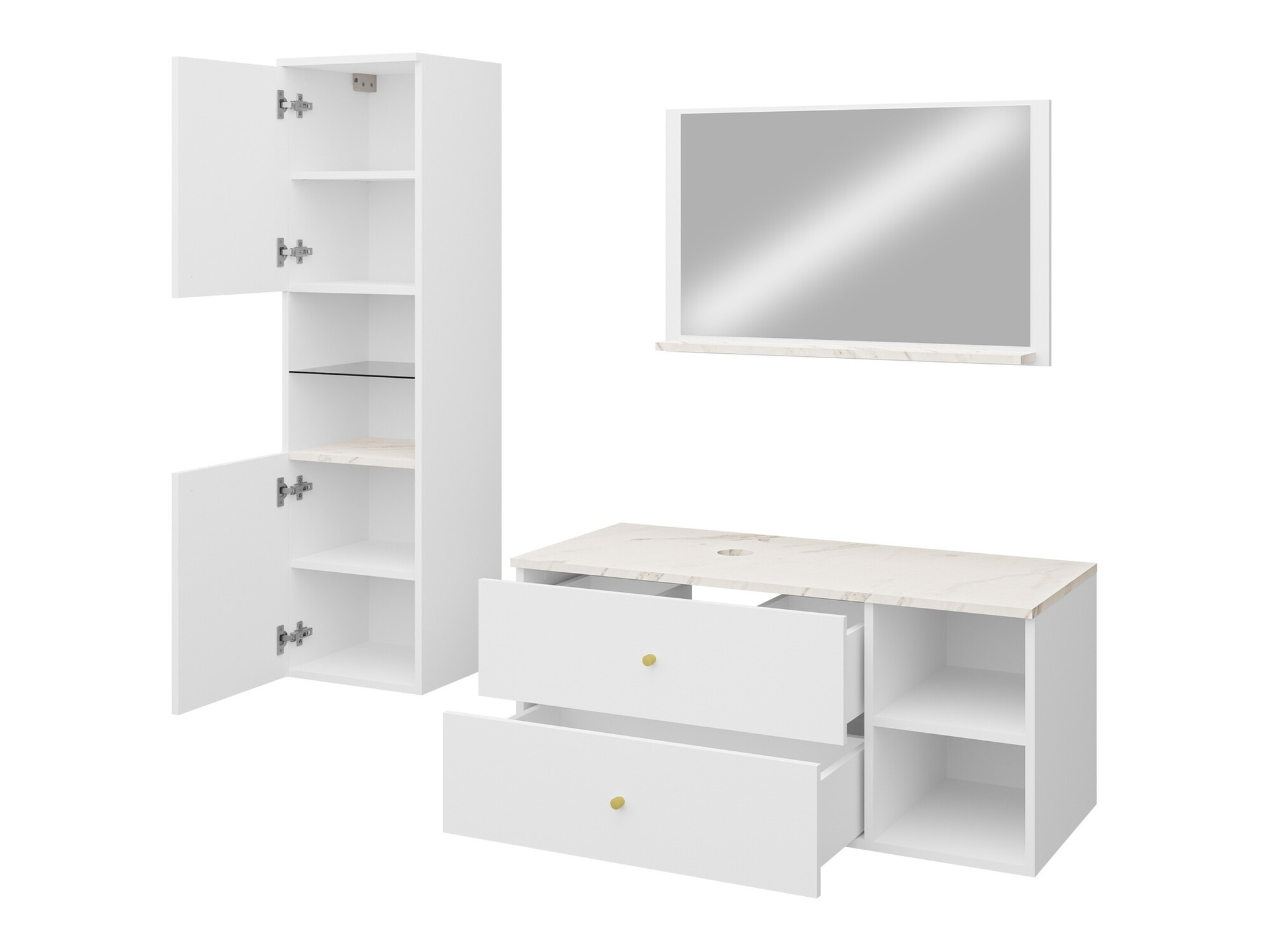 Set baie Salus II (Nuc + Marmură albă)