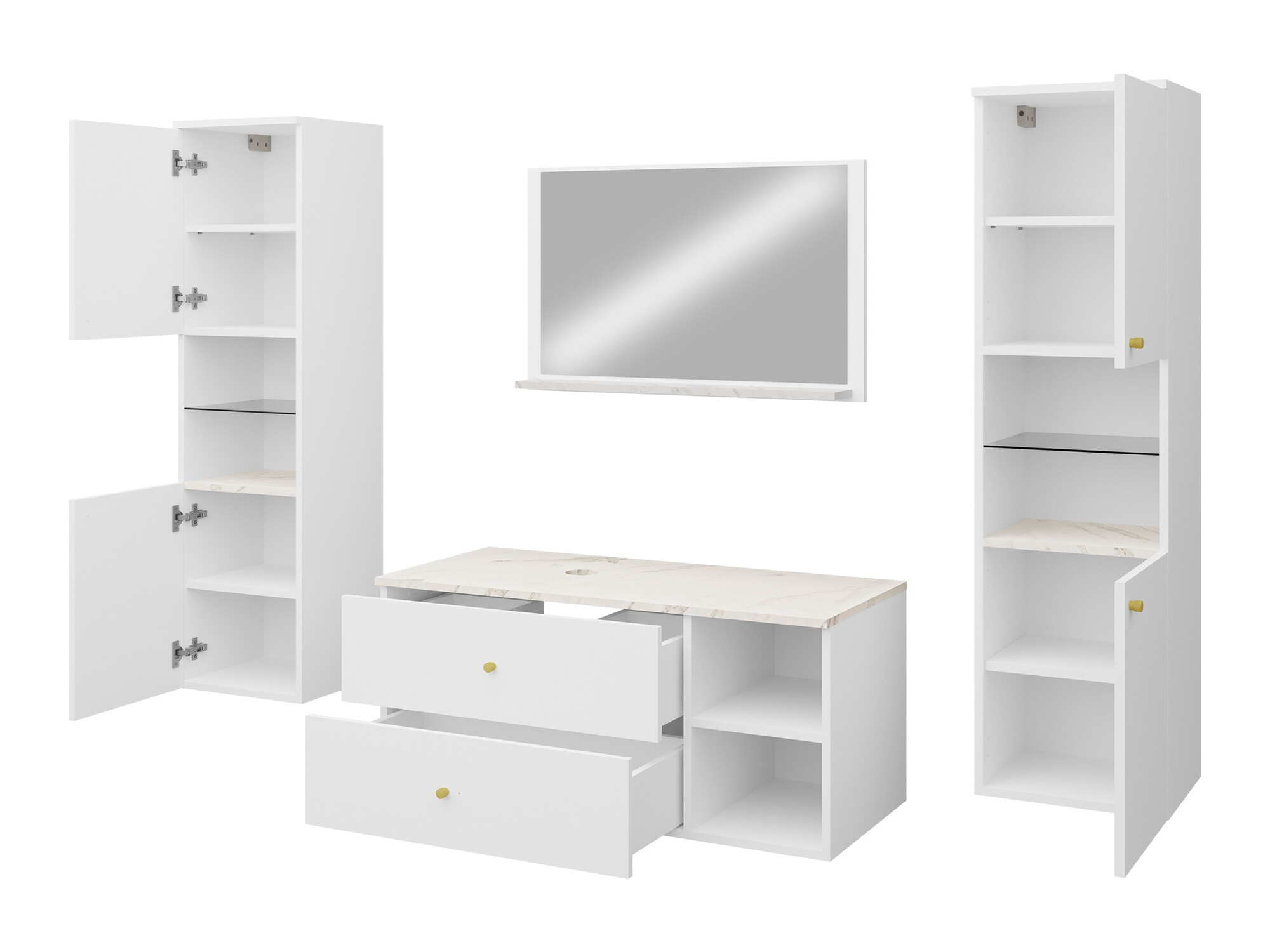 Set baie Salus III (Nuc + Marmură albă)