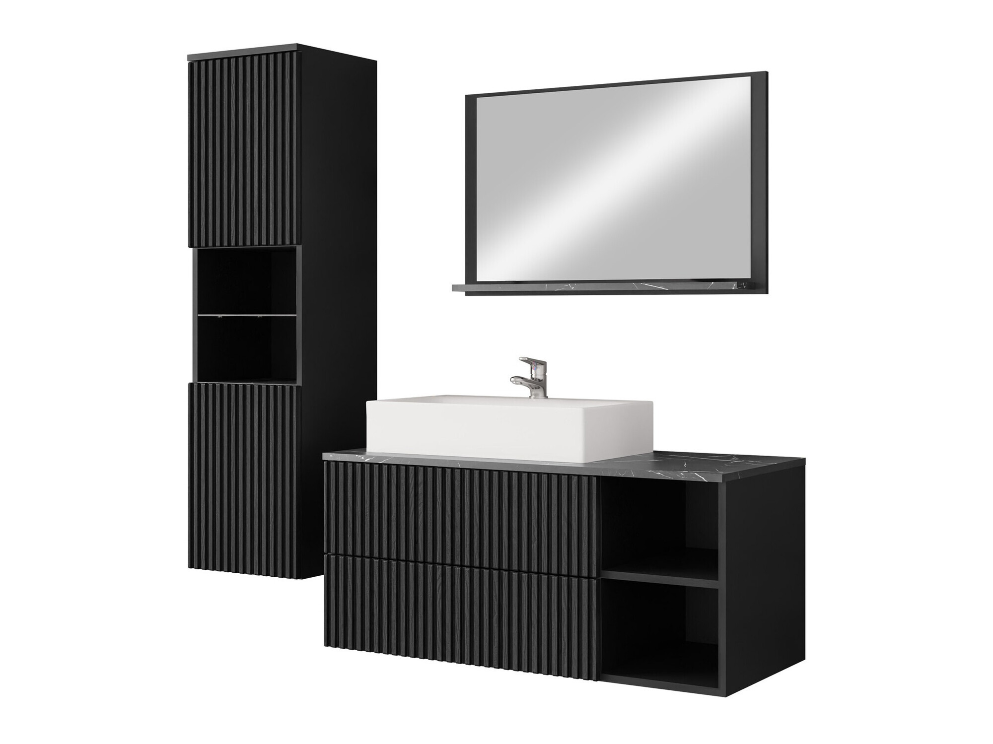 Set baie Nauta I (Negru + Marmură neagră)