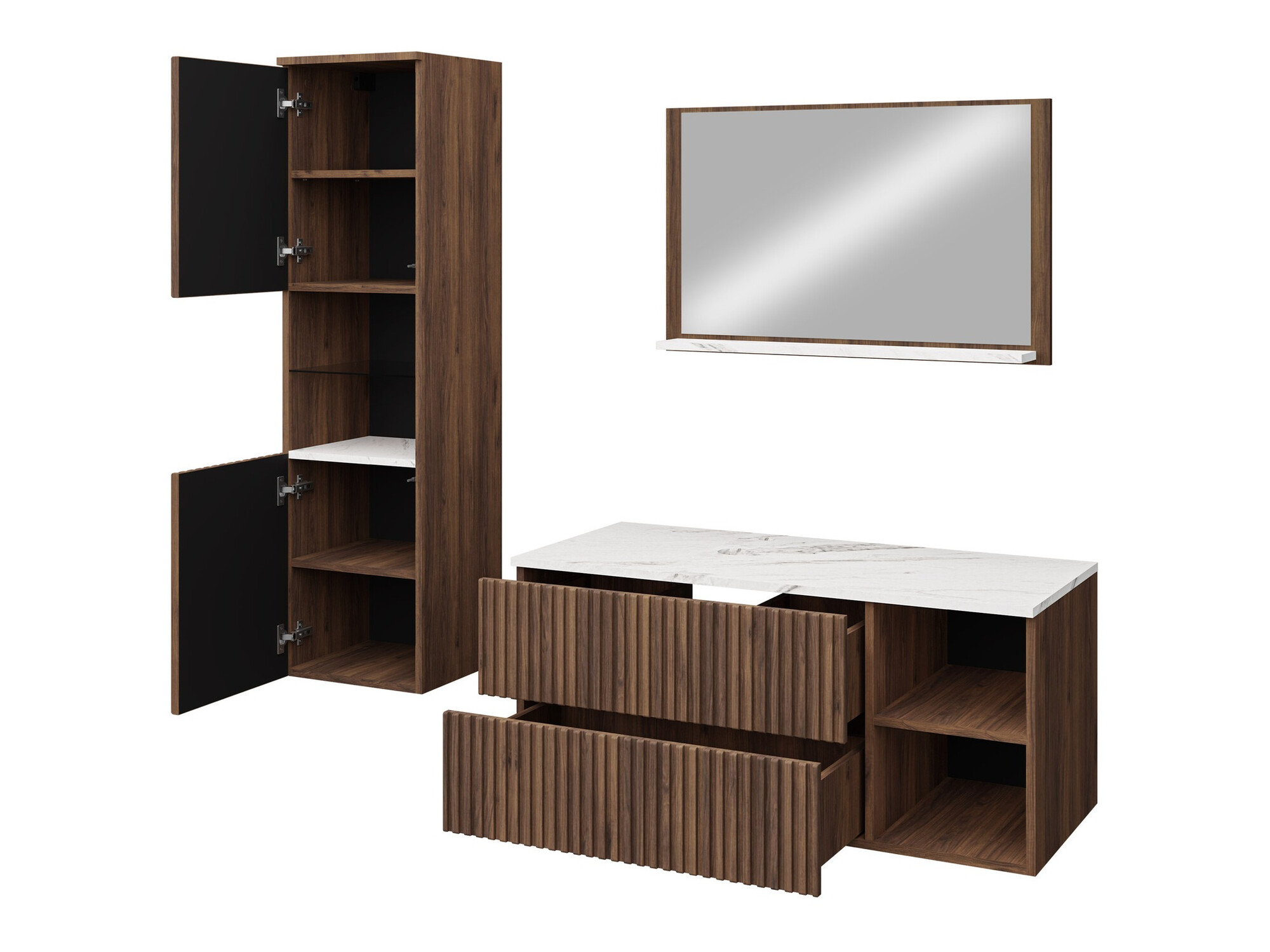 Set baie Nauta I (Nuc + Marmură albă)