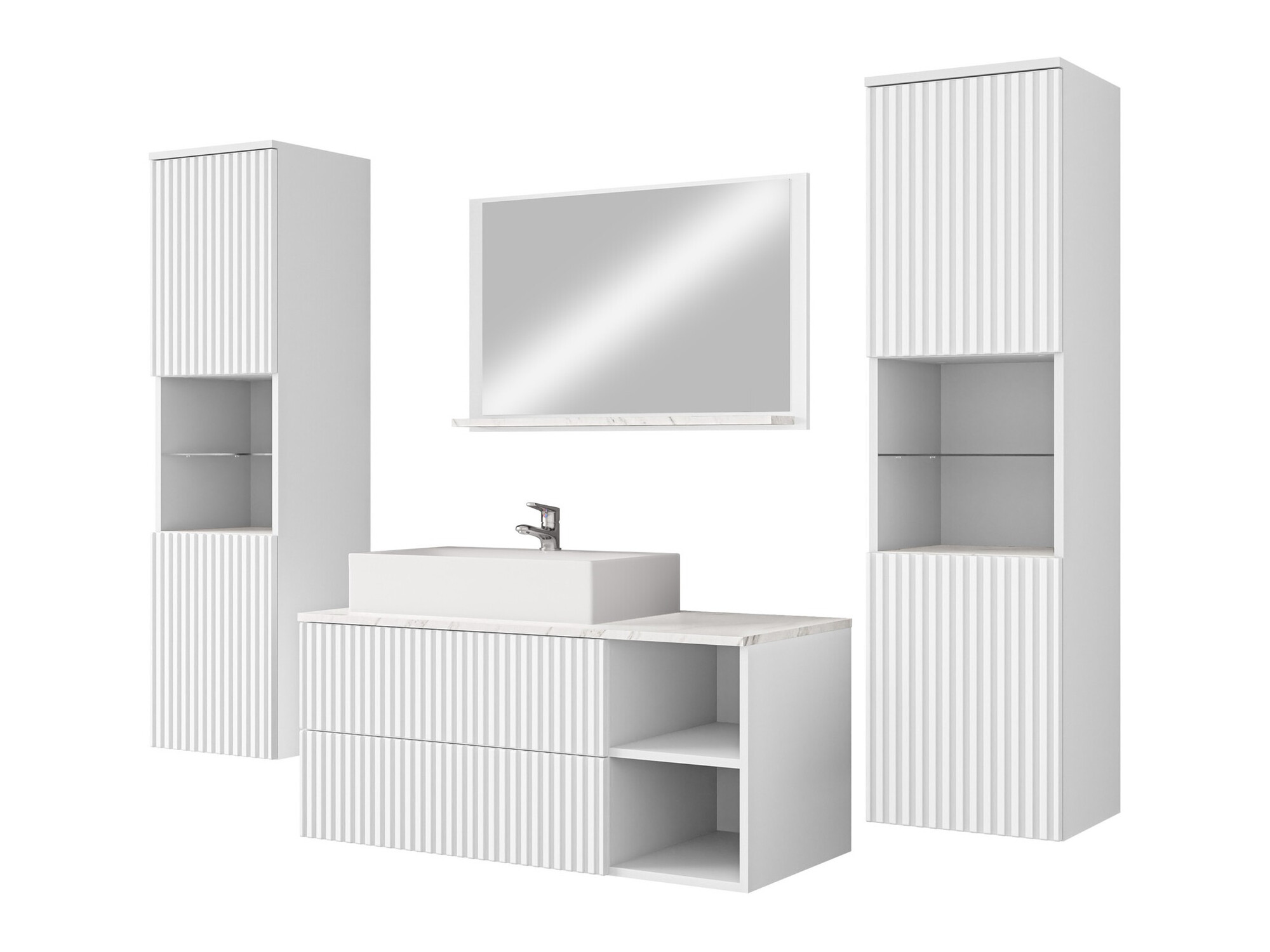 Set baie Nauta II (Alb + Marmură albă)