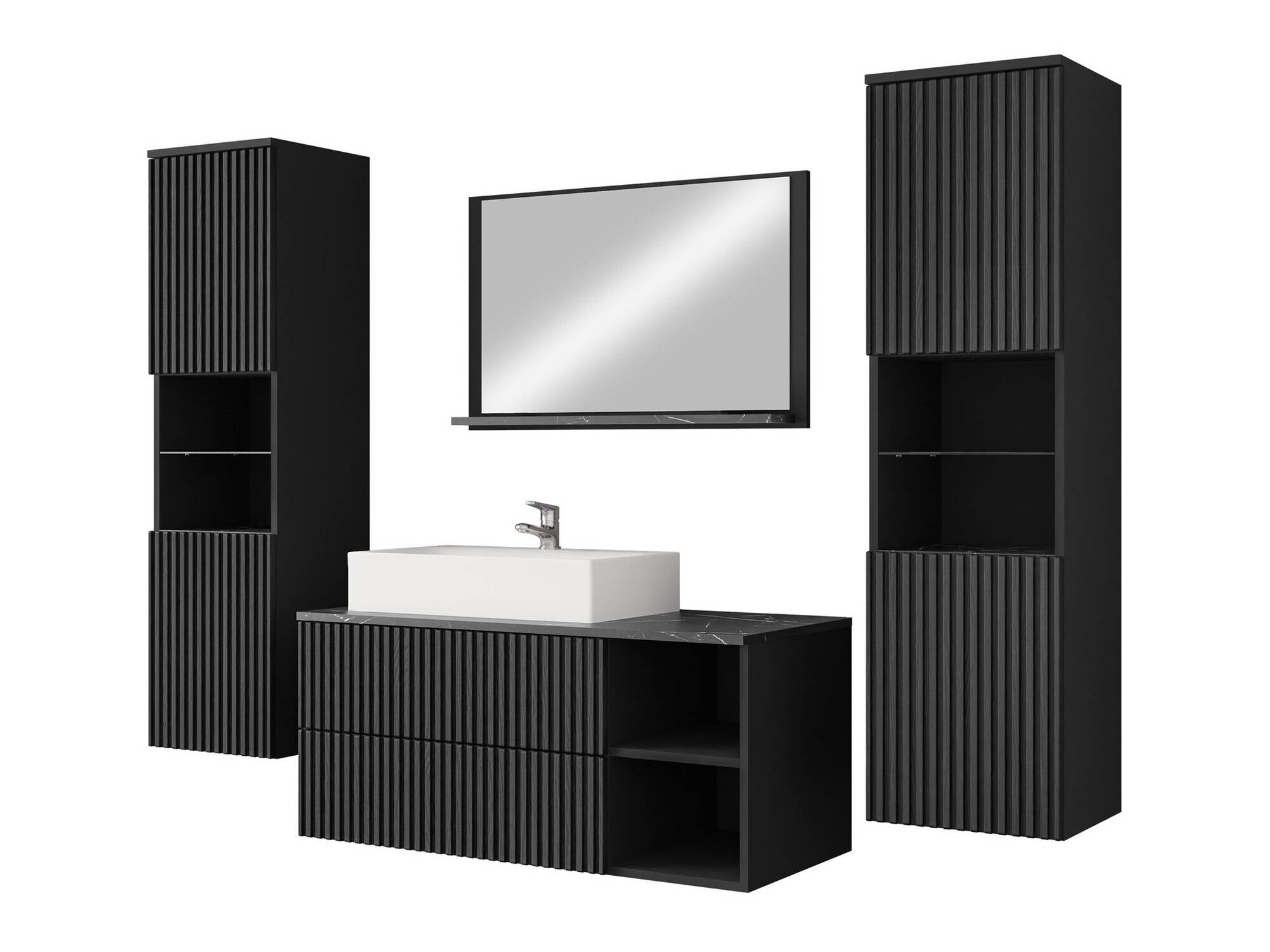 Set baie Nauta II (Negru + Marmură neagră)