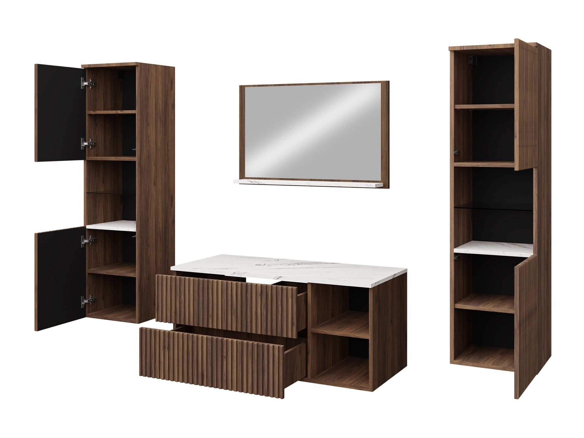 Set baie Ophruvi 105 (Nuc + Marmură albă)