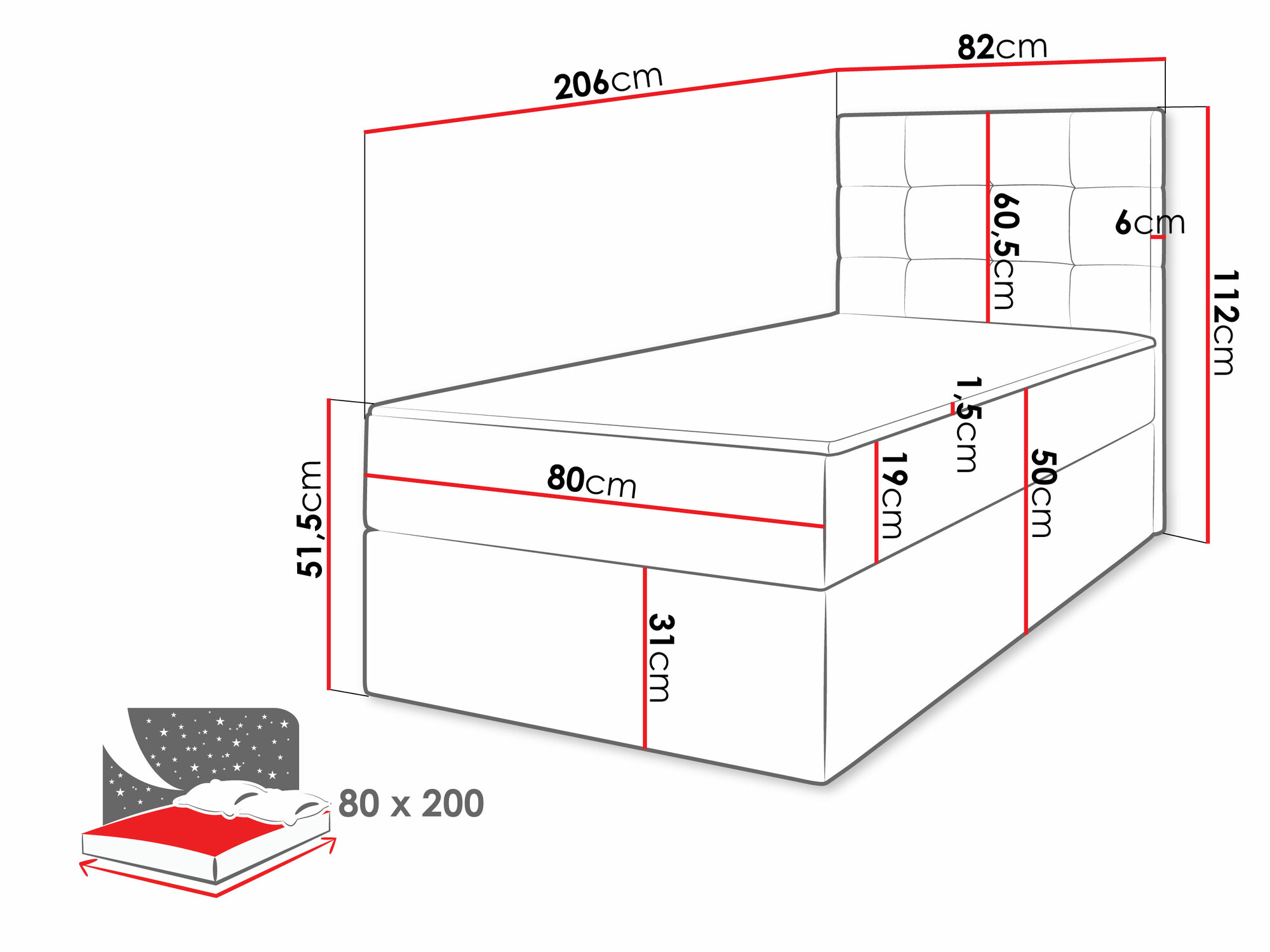Pat boxspring Comfivo Osculum II (Polo 891)