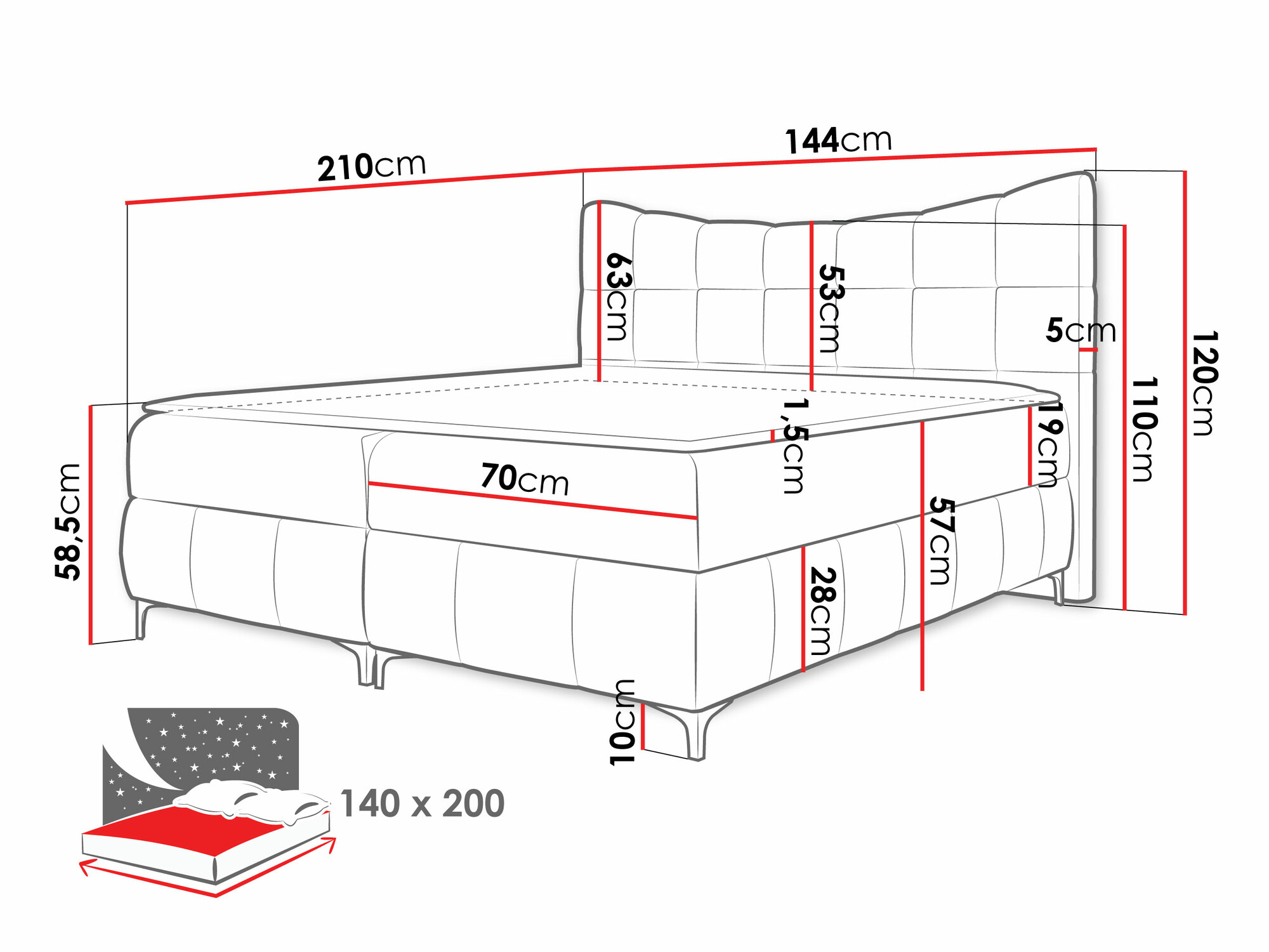 Pat boxspring Littera (Freya 210.28)