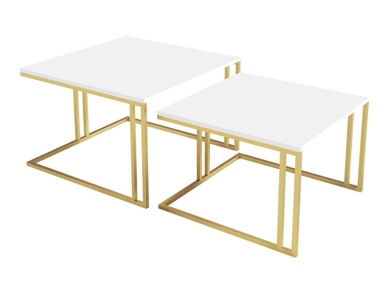 Set de măsuțe de cafea Oswego 110 (Alb + Auriu)