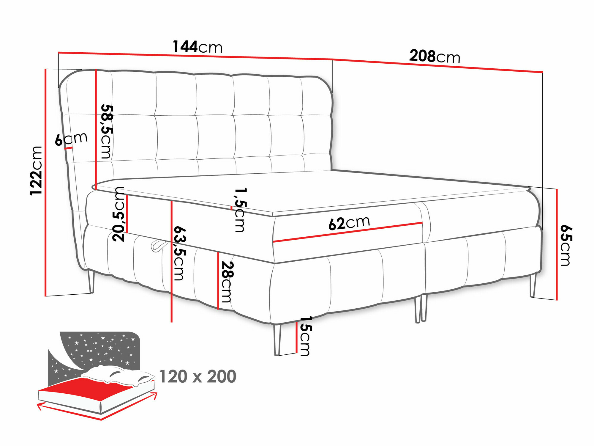Pat boxspring Musica (Freya 210.20)