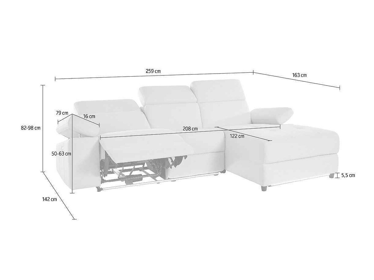 Colțar cu recliner Denton 704 (Antracit)