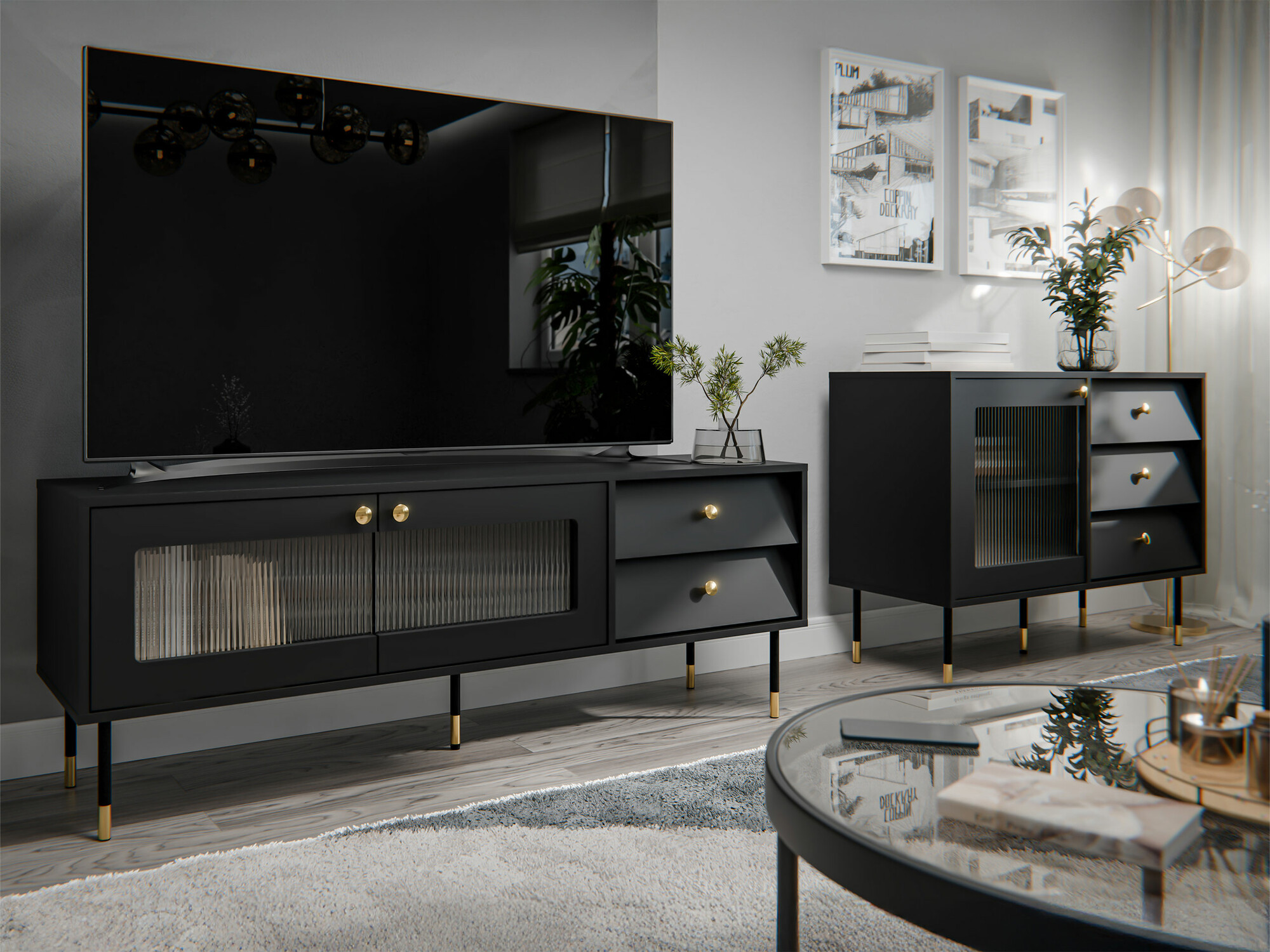 Set de living Feletri 108 (Negru)