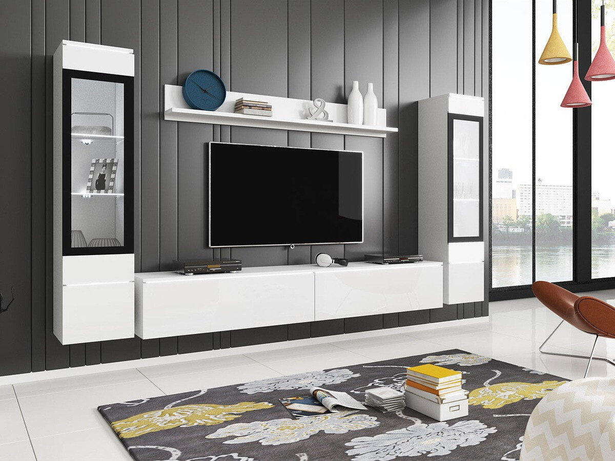 Set de living Mirfivo 101 (Alb + Alb lucios)