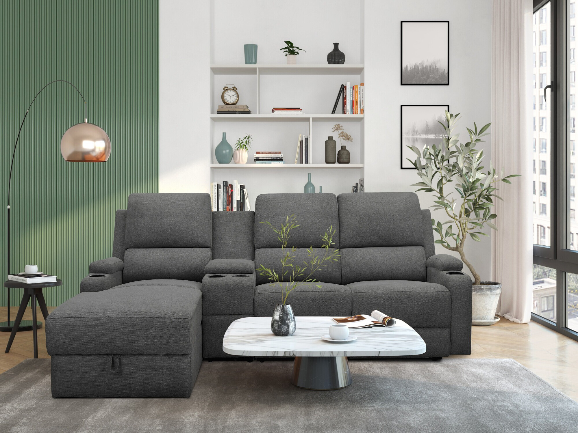 Colțar cu recliner Denton 1368 (Antracit)