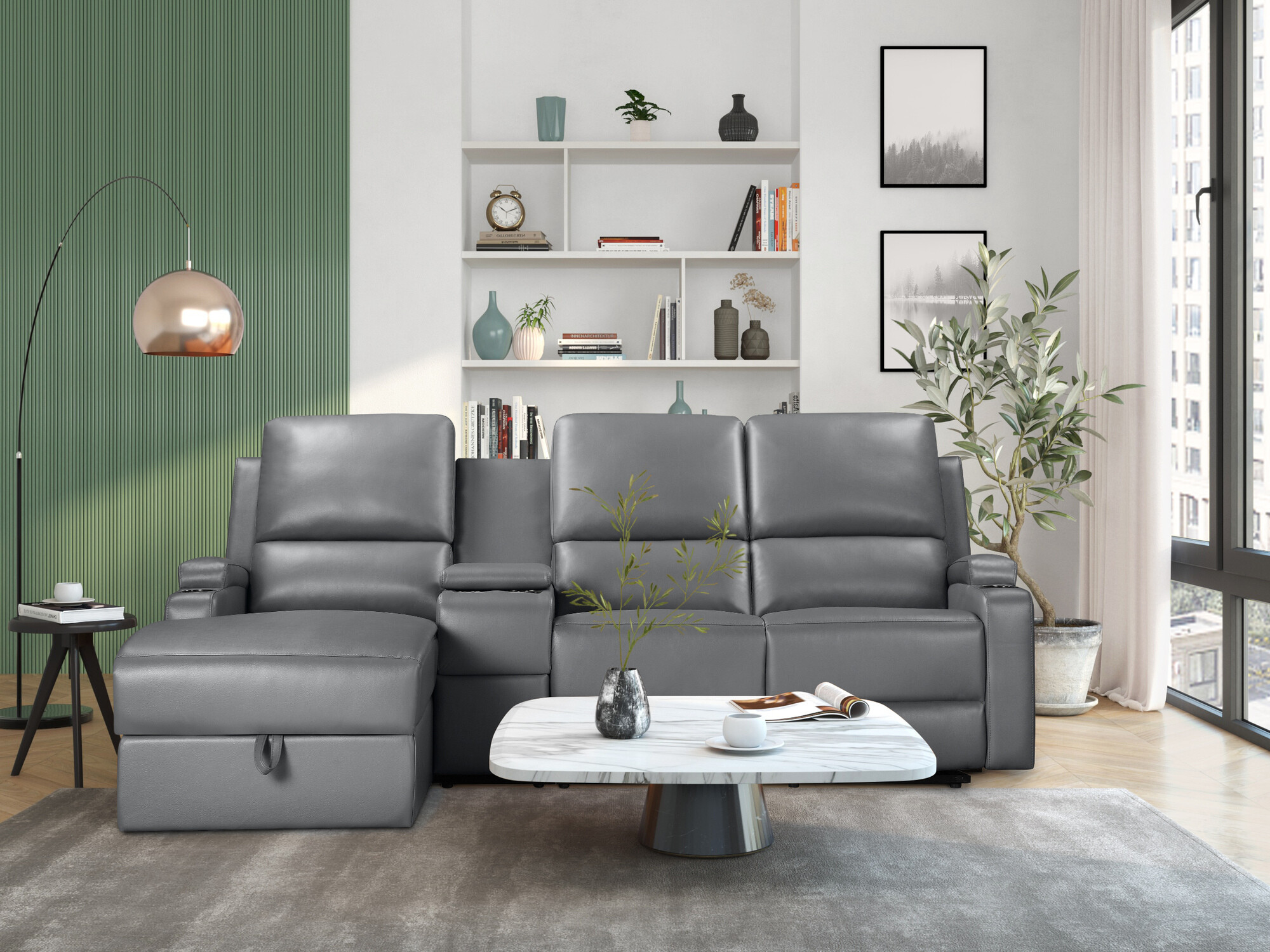 Colțar cu recliner Denton 1368 (Gri)