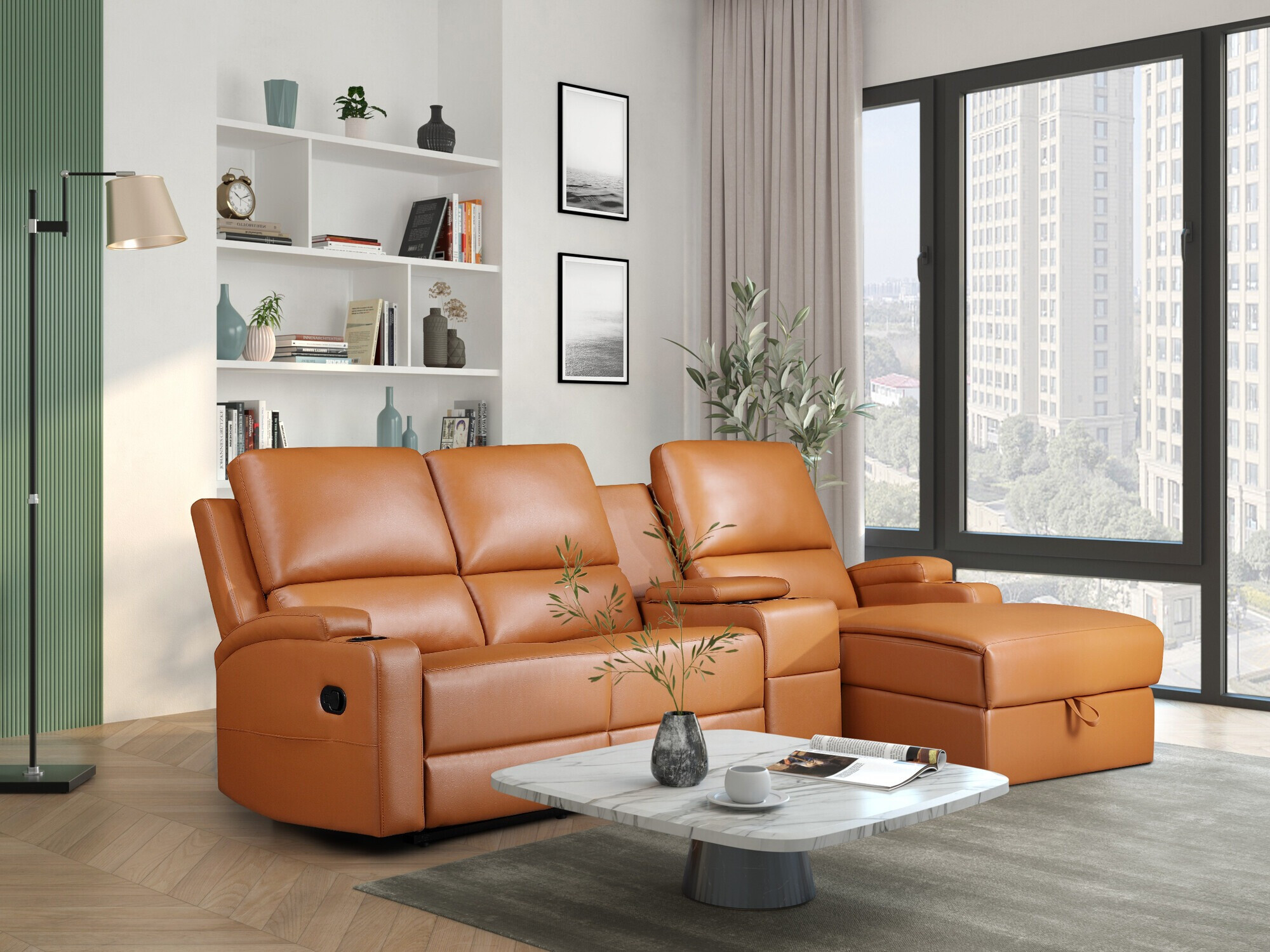 Colțar cu recliner Denton 1368 (Maro)