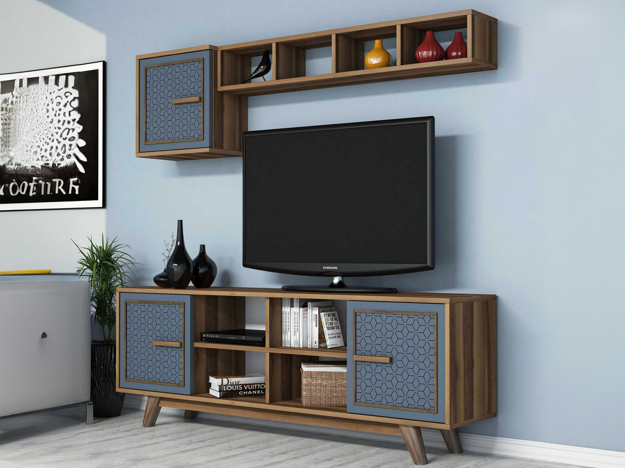 Set de living Kailua 1590 (Nuc + Albastru)