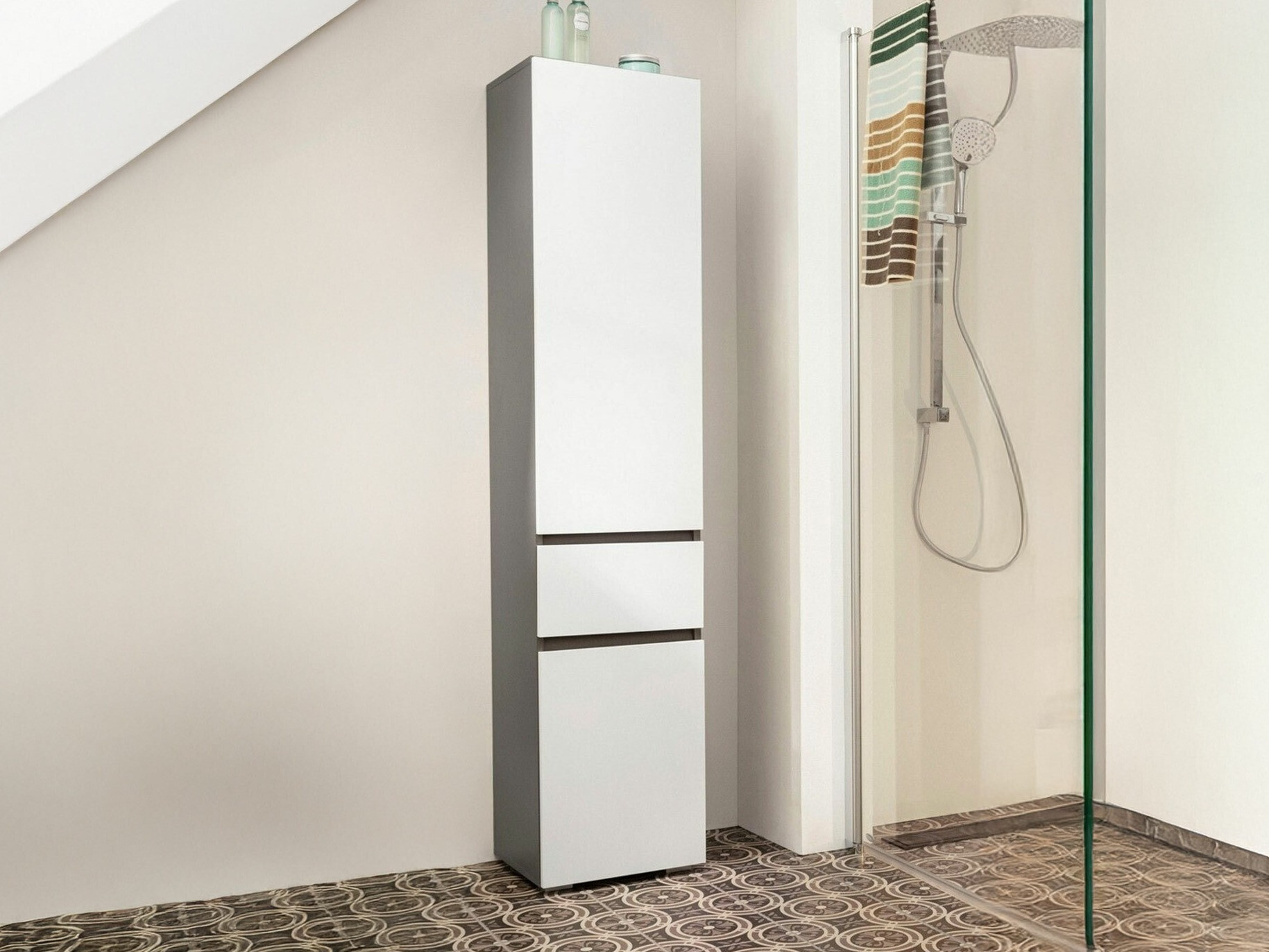 Cabinet de baie neancorat Soncamu 106 (Alb + Antracit)