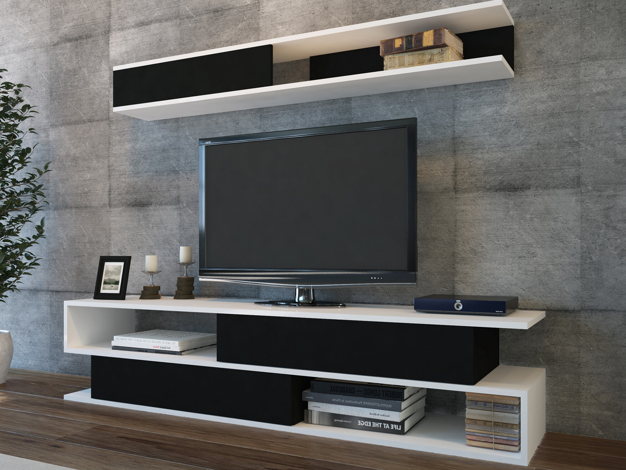 Set de living Kailua 904 (Negru + Alb)