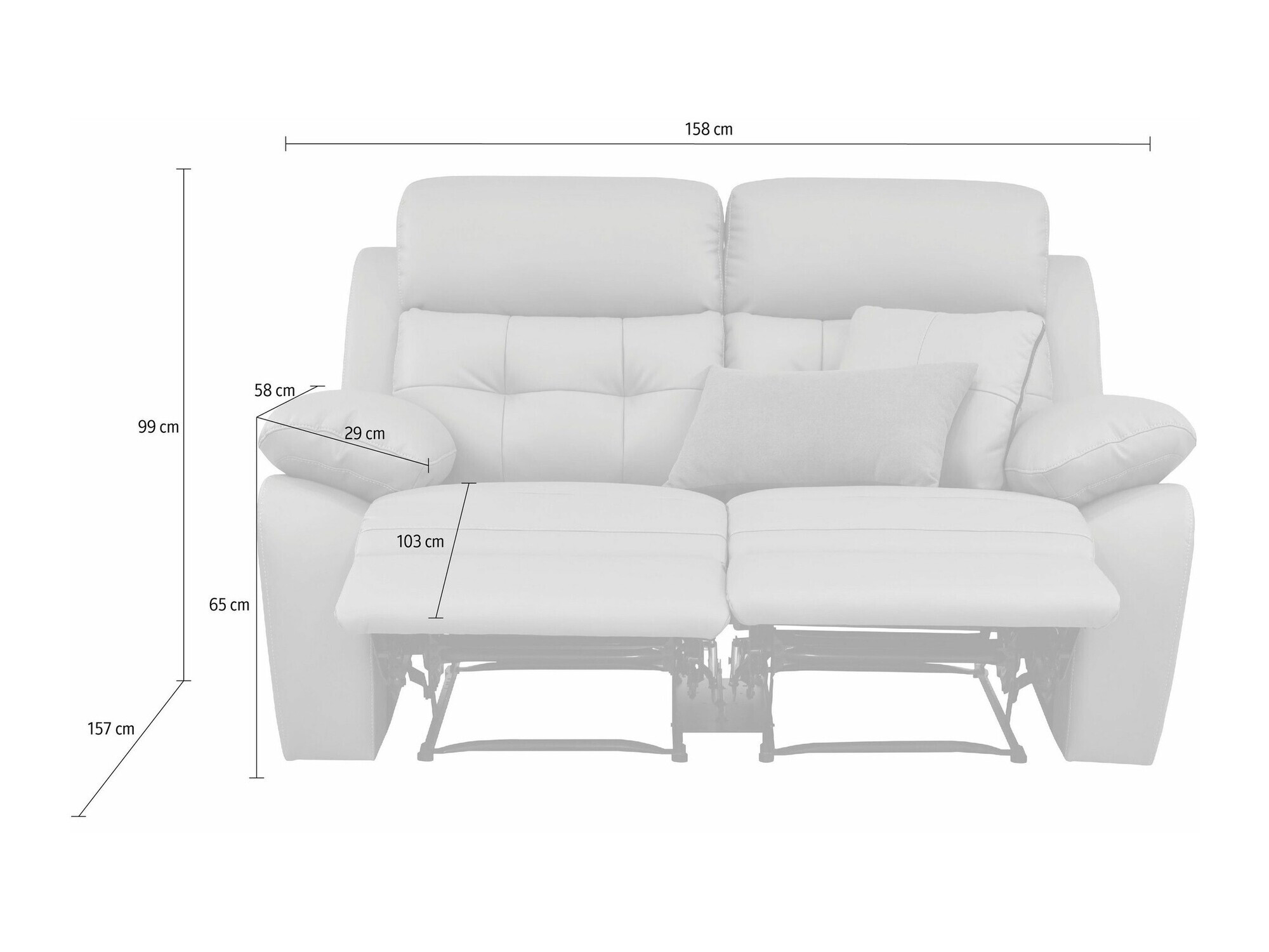 Canapea recliner Denton 1479 (Antracit)