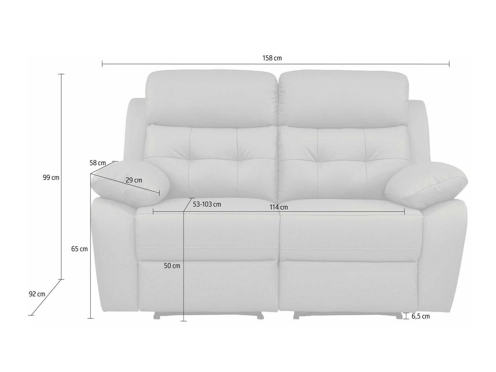 Sofa recliner Denton 1480 (Gri deschis)