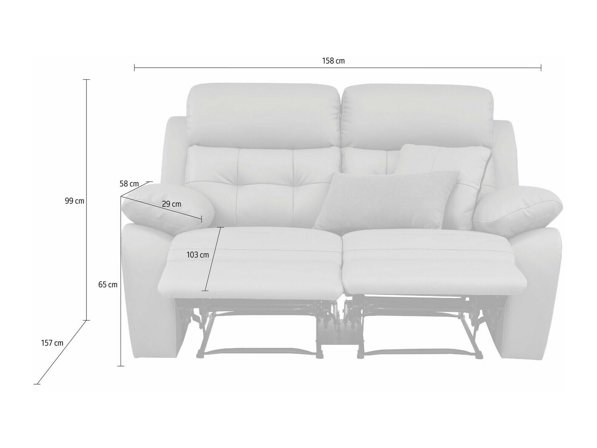 Sofa recliner Denton 1480 (Gri deschis)