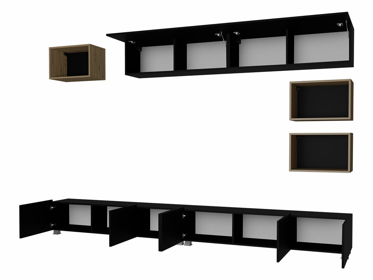 Set de living Remus XXXI (Alb + Alb lucios + Stejar auriu)