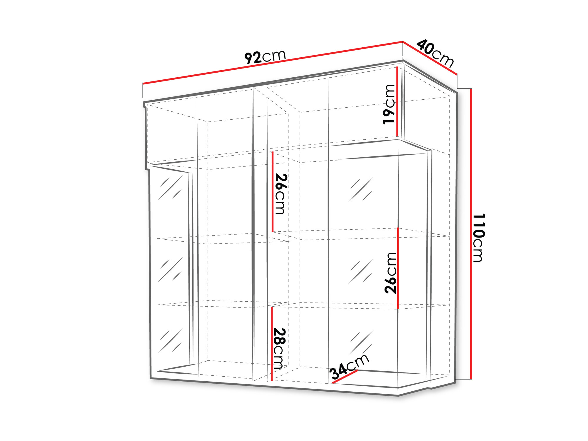 Bufet Livseri 104 (Alb + Alb lucios + Negru lucios)