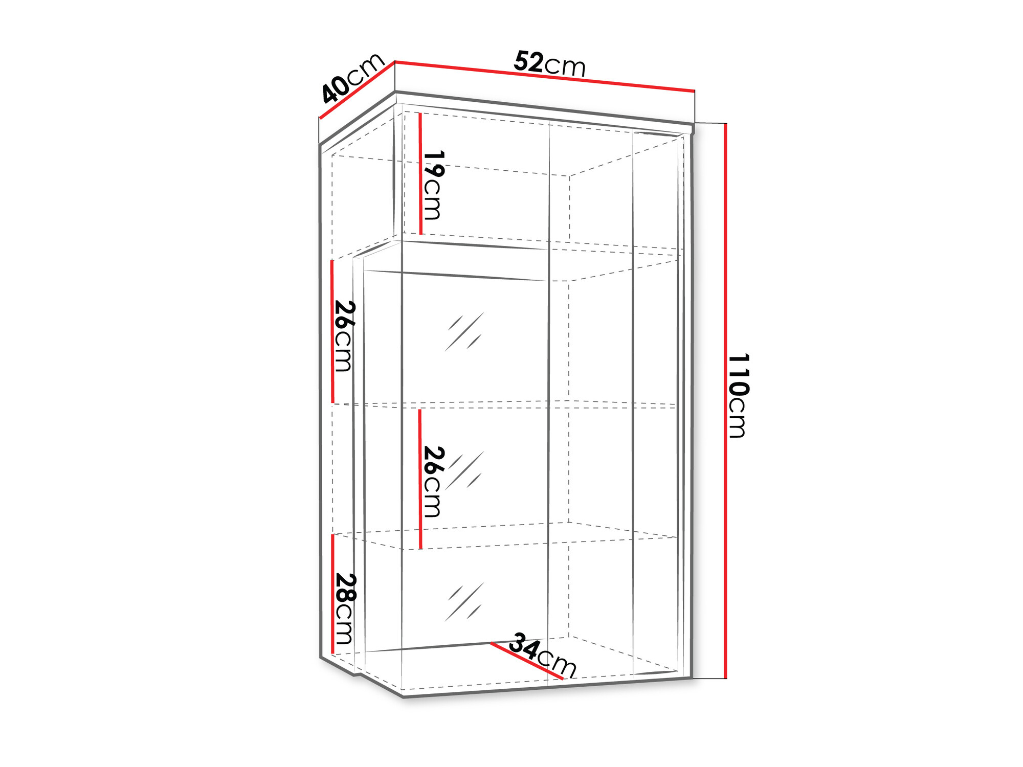 Dulap de perete Florem I (Alb + Alb lucios + Maro deschis)