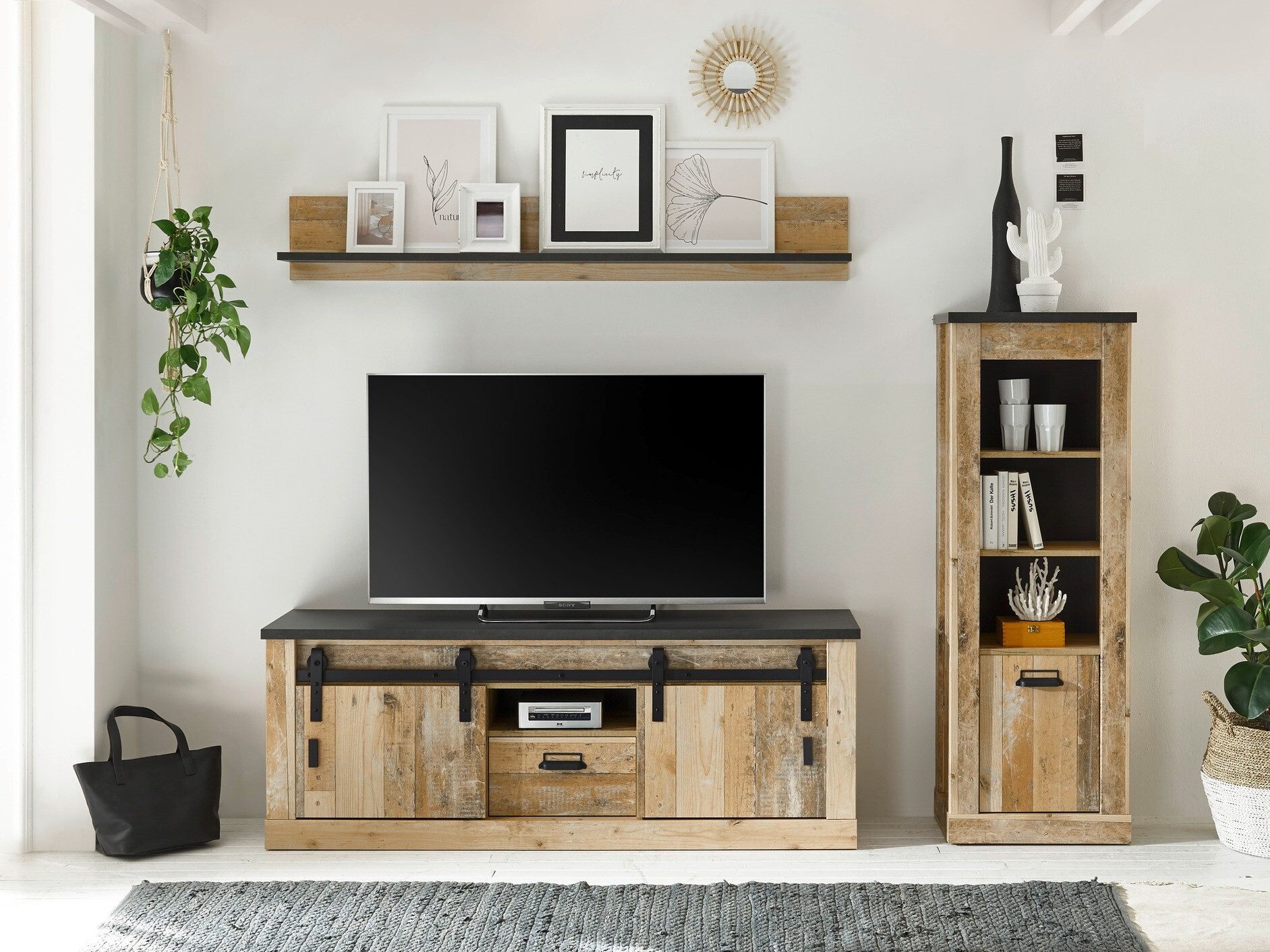 Set de living Cirtale 131 (Copac îmbătrânit + Antracit)