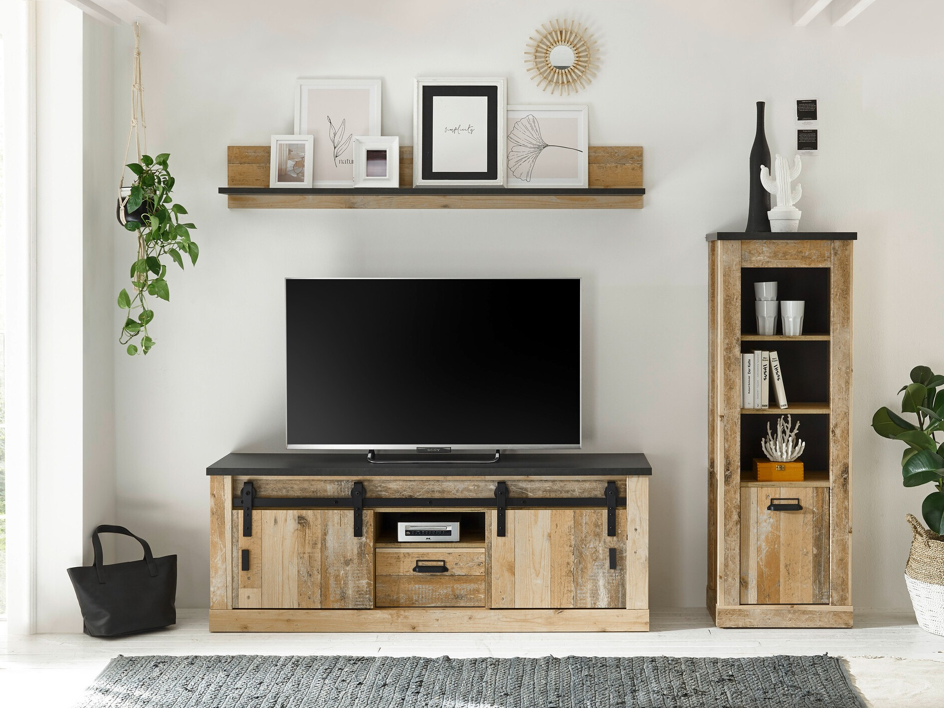 Set de living Cirtale 131 (Copac îmbătrânit + Antracit)