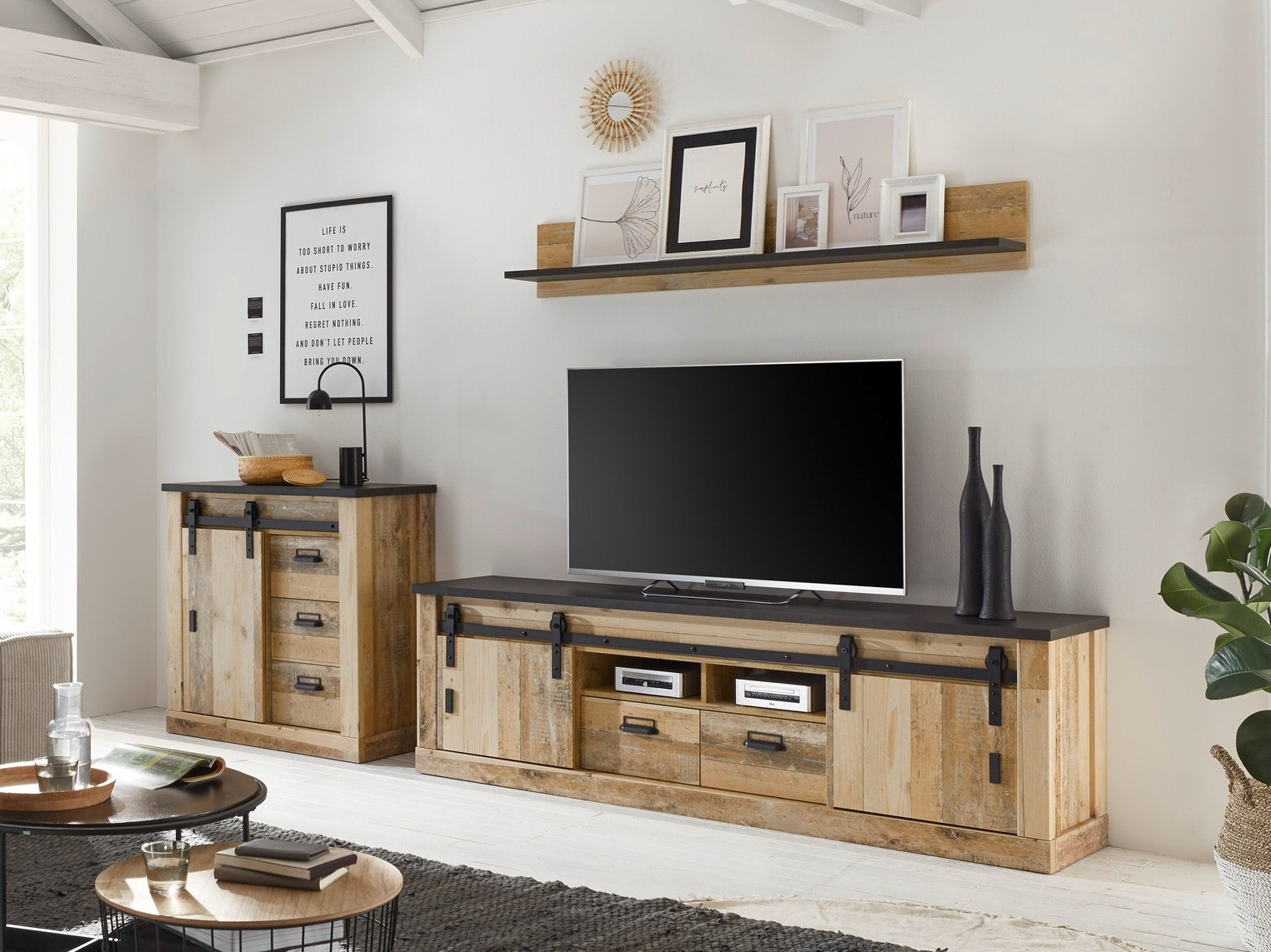 Set de living Cirtale 132 (Copac îmbătrânit + Antracit)