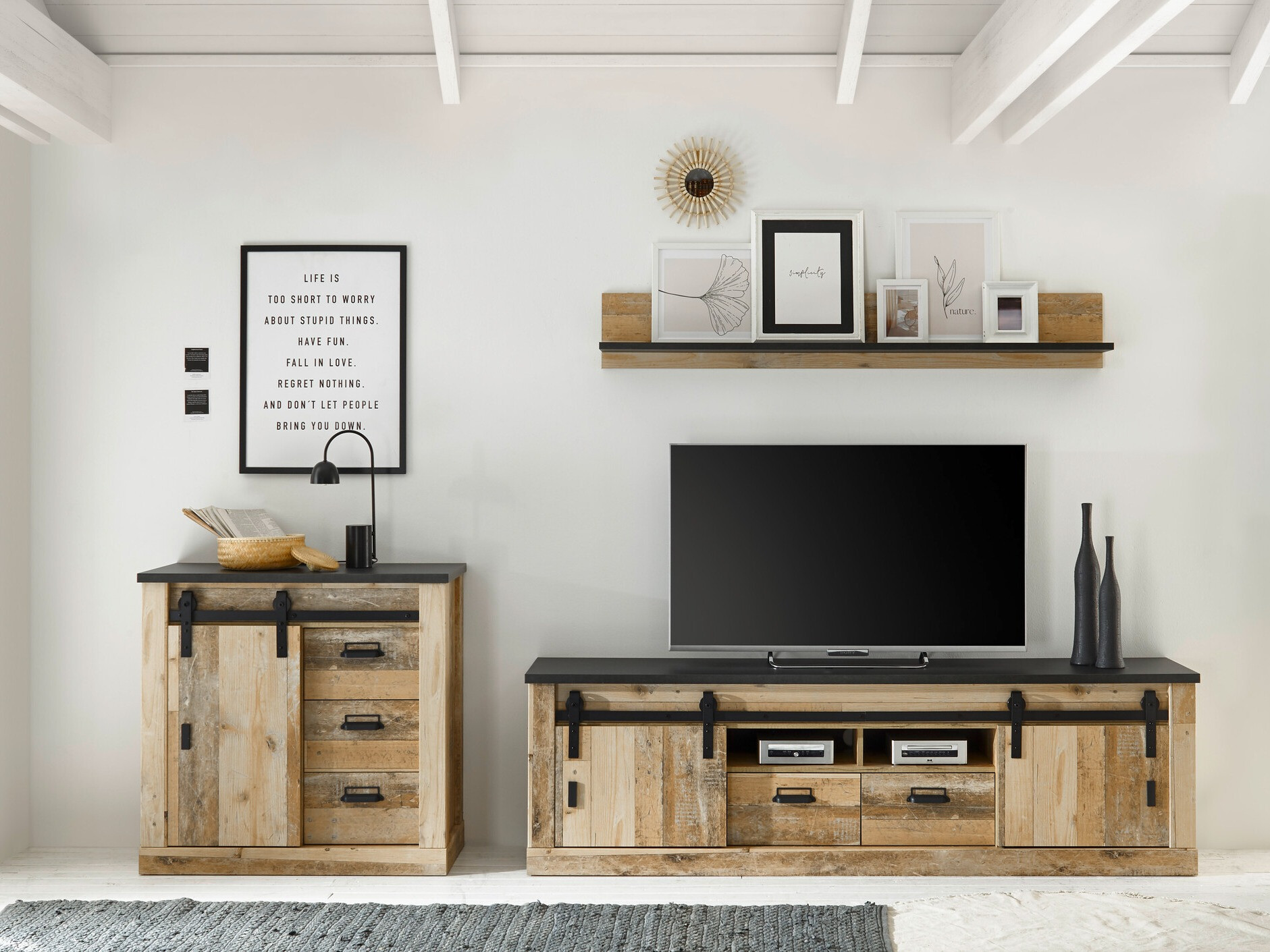 Set de living Cirtale 132 (Copac îmbătrânit + Antracit)