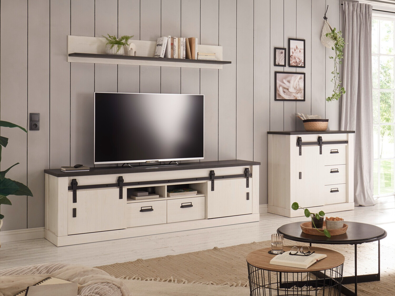 Set de living Cirtale 132 (Pin albit + Antracit)